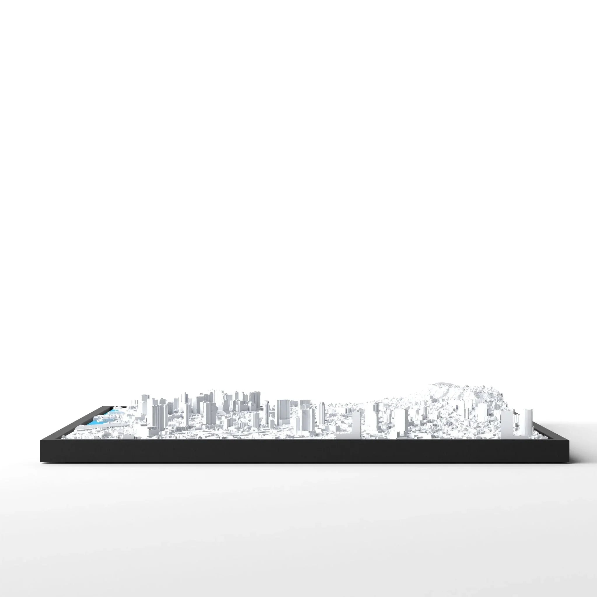 3D gedrucktes Stadtmodell Honolulu eingerahmt für deine Wand - CraftedCity