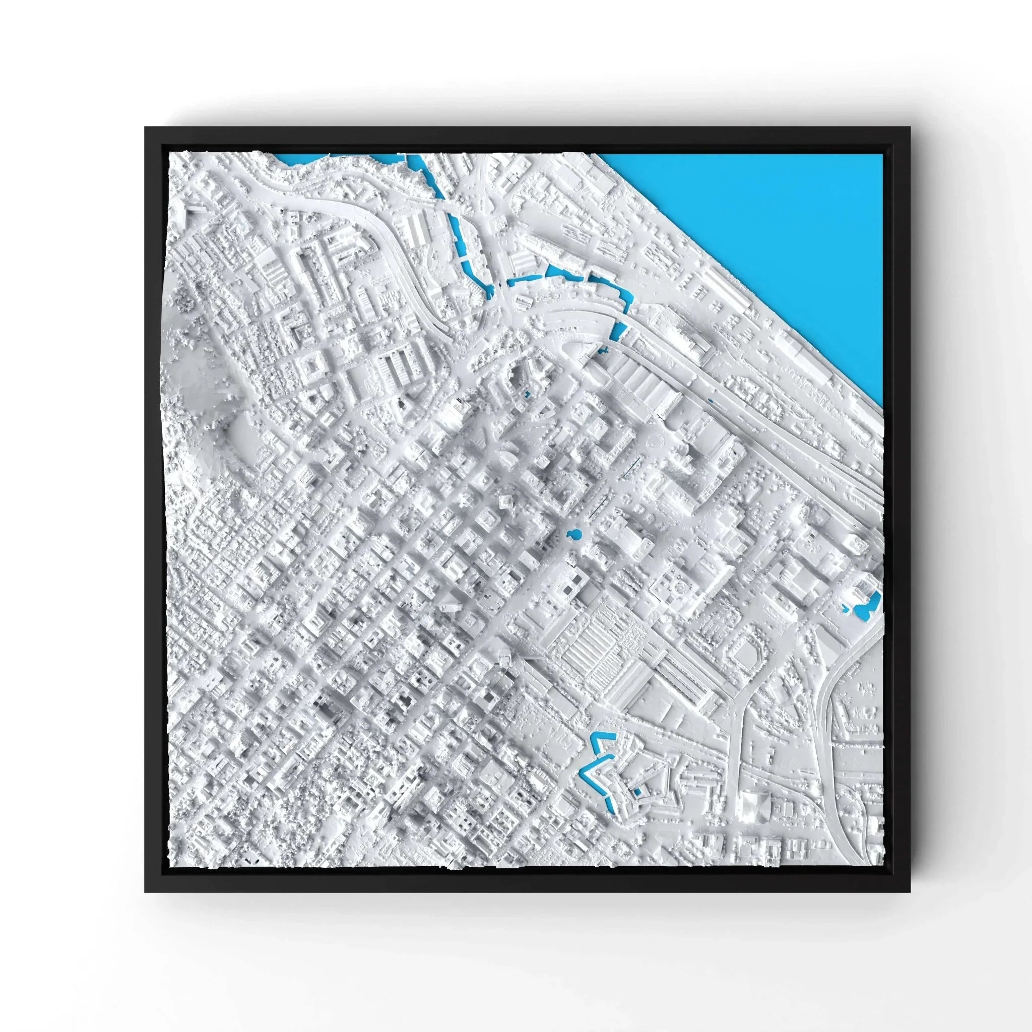 3D gedrucktes Stadtmodell Kapstadt eingerahmt für deine Wand - CraftedCity