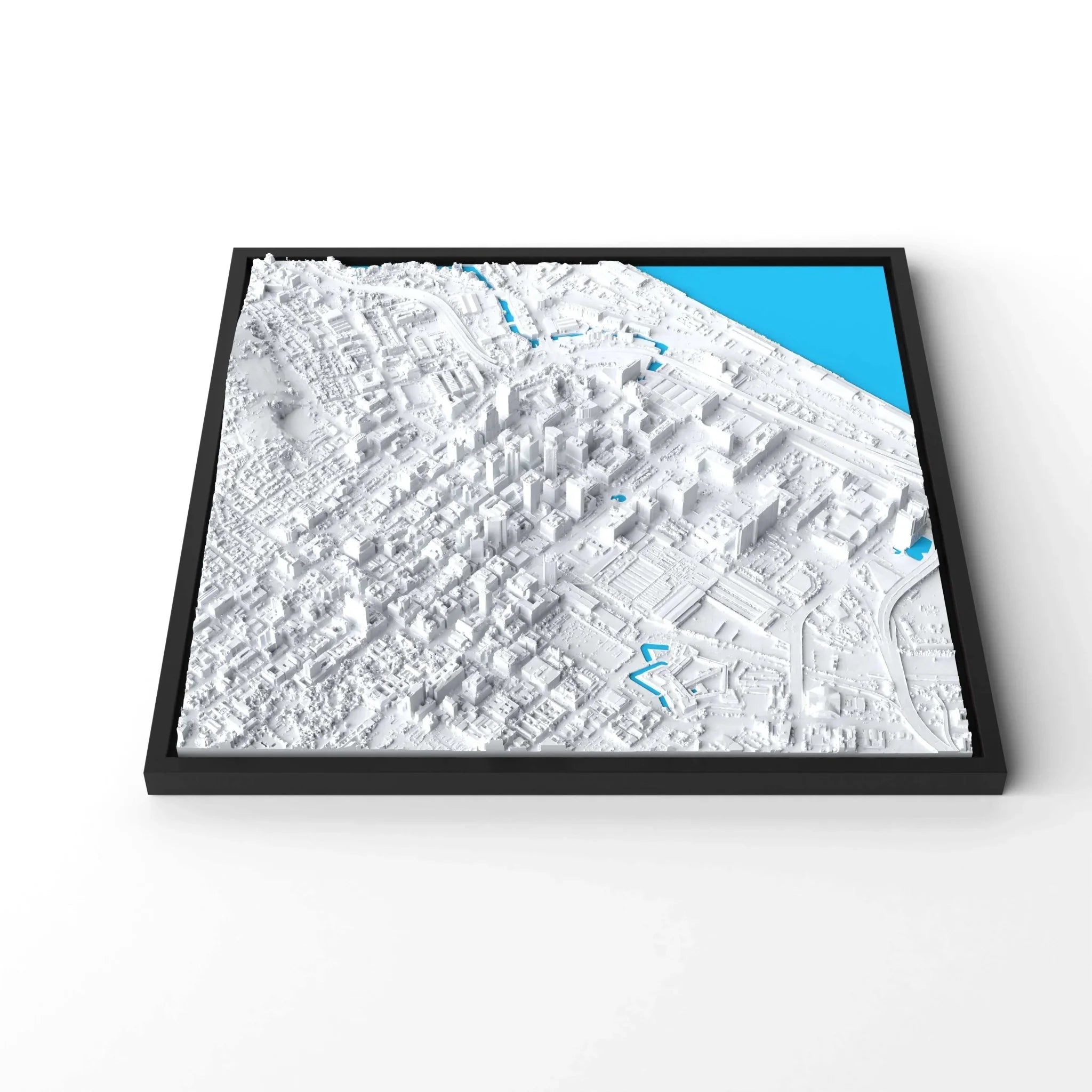 3D gedrucktes Stadtmodell Kapstadt eingerahmt für deine Wand - CraftedCity