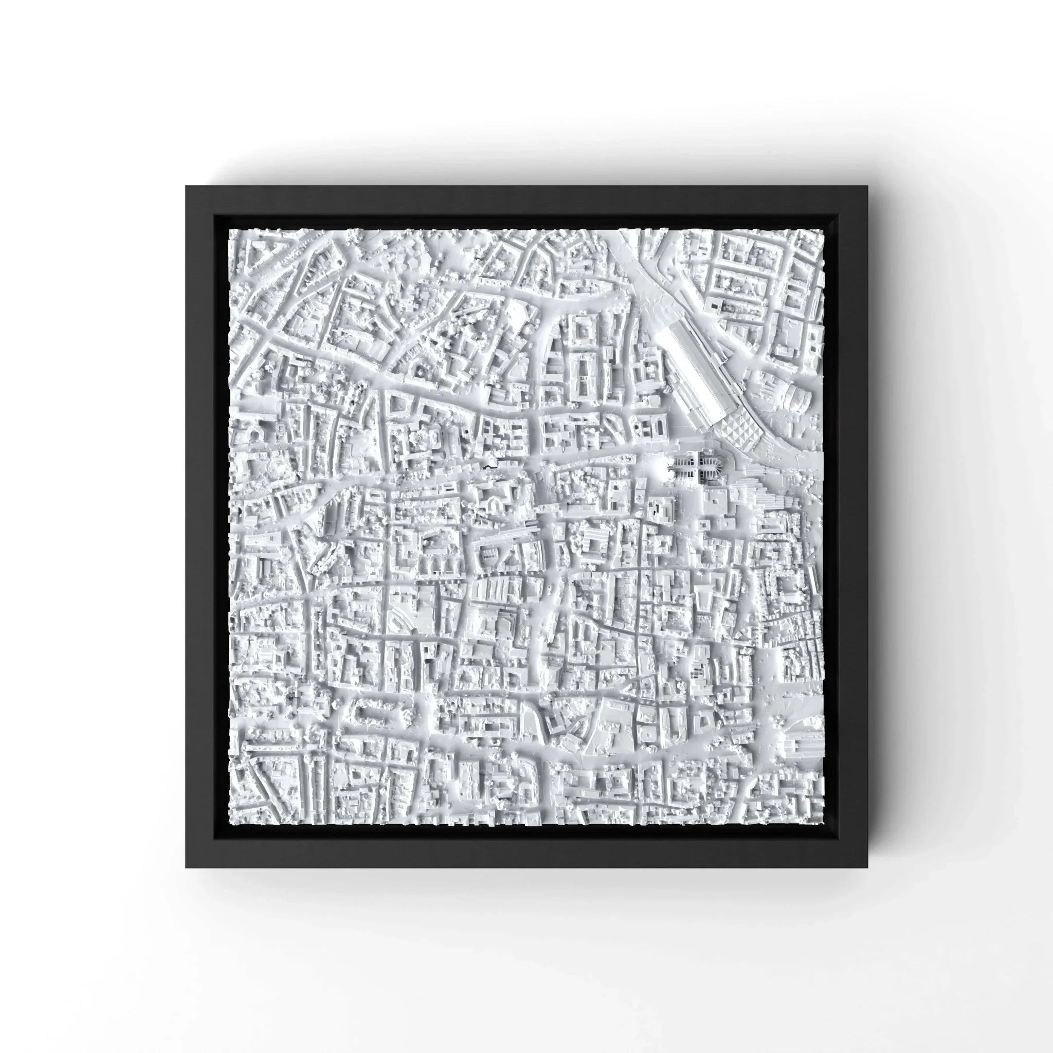 3D gedrucktes Stadtmodell Köln eingerahmt für deine Wand - CraftedCity