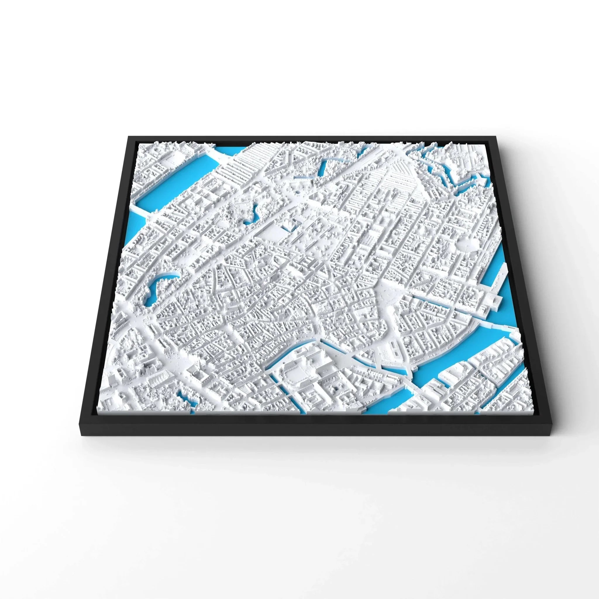 3D gedrucktes Stadtmodell Kopenhagen eingerahmt für deine Wand - CraftedCity