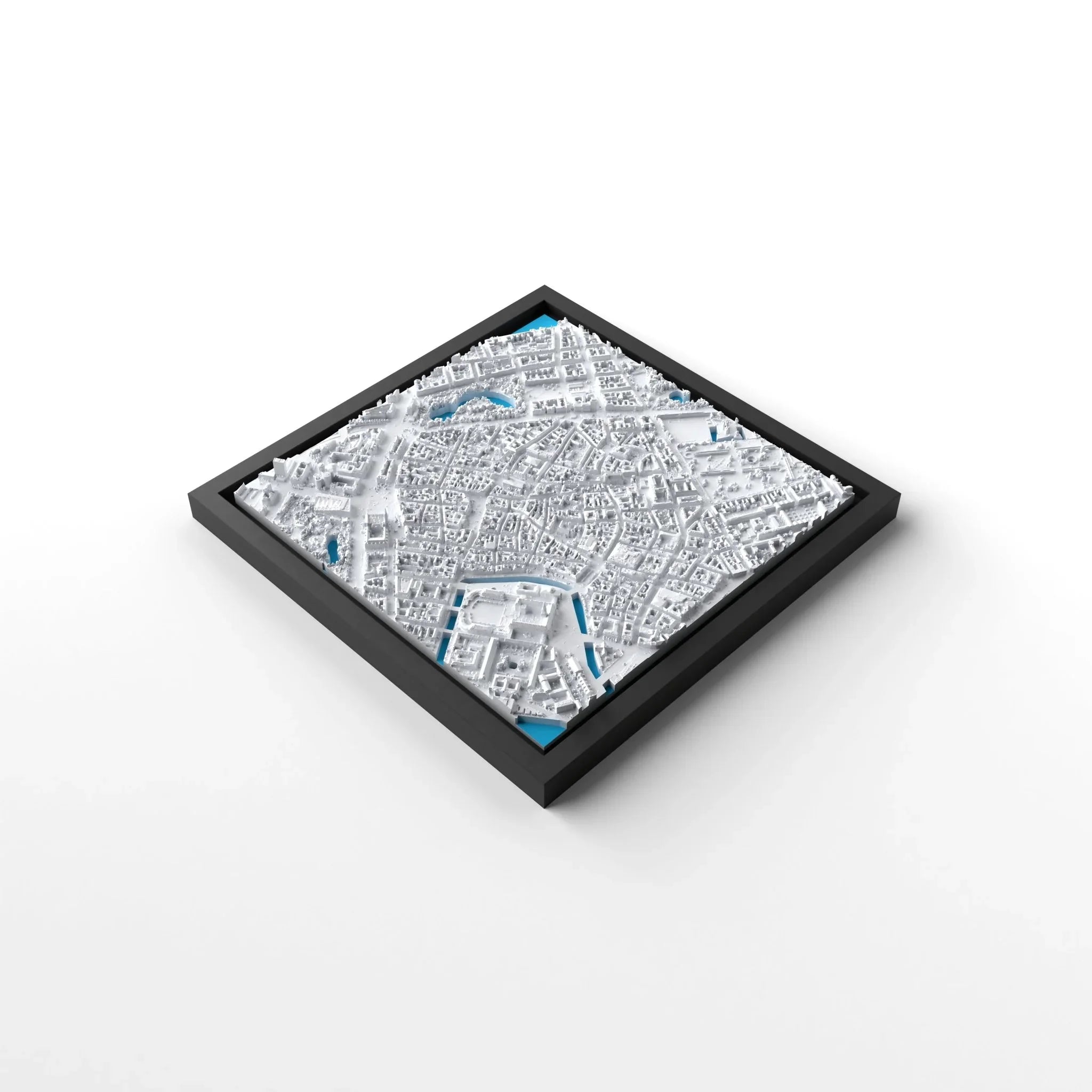 3D gedrucktes Stadtmodell Kopenhagen eingerahmt für deine Wand - CraftedCity