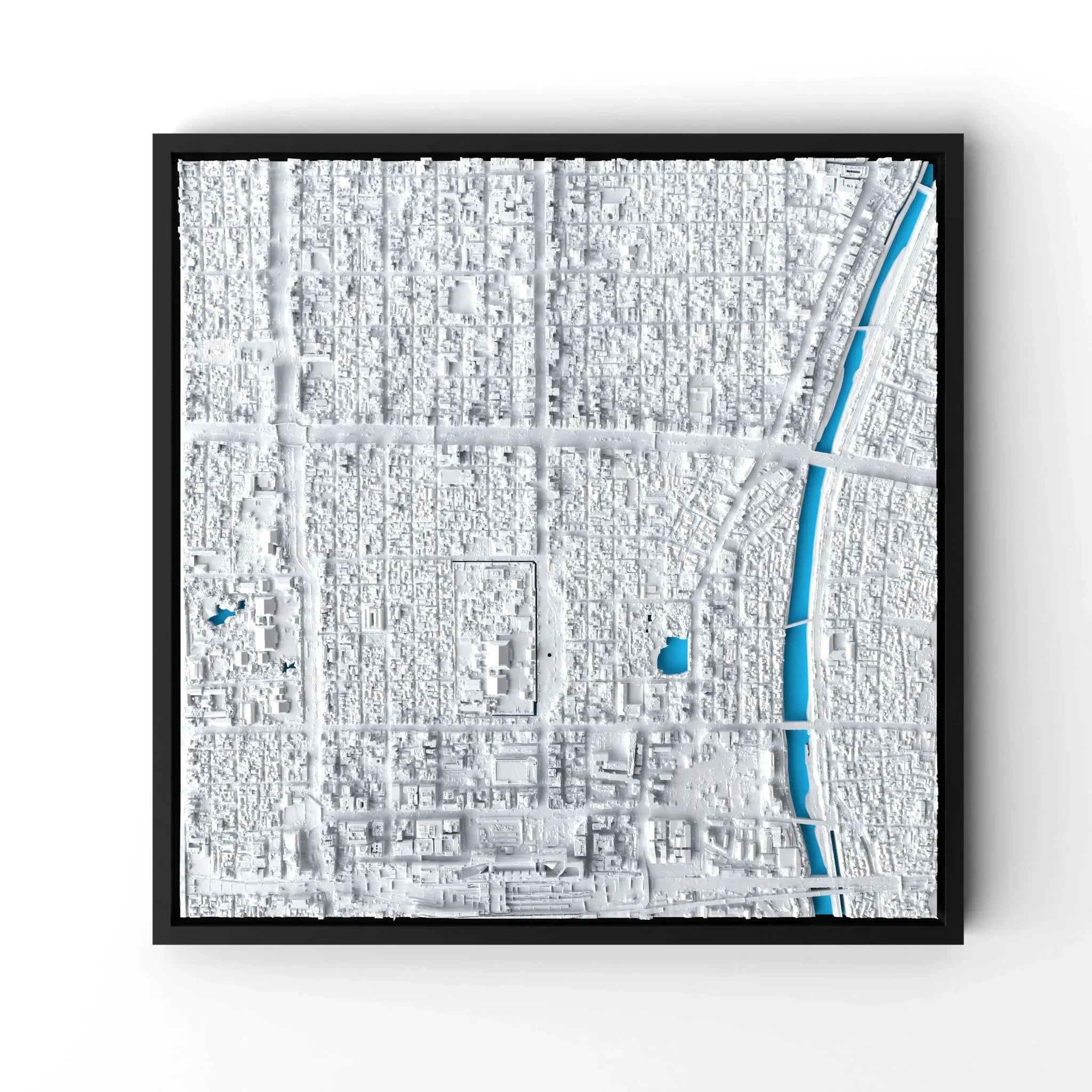 3D gedrucktes Stadtmodell Kyoto eingerahmt für deine Wand - CraftedCity