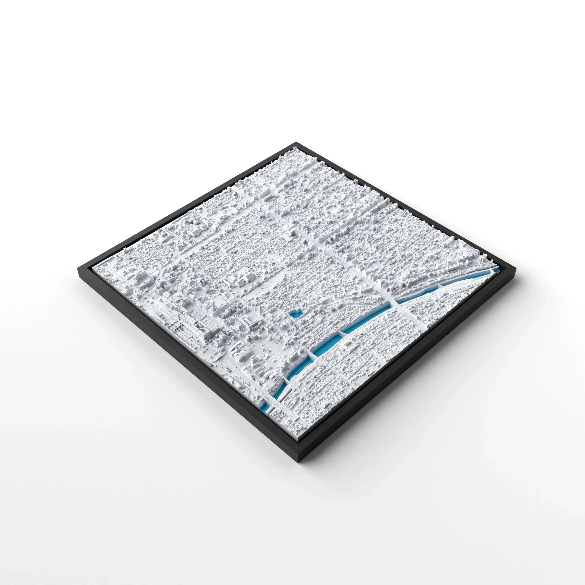 3D gedrucktes Stadtmodell Kyoto eingerahmt für deine Wand - CraftedCity