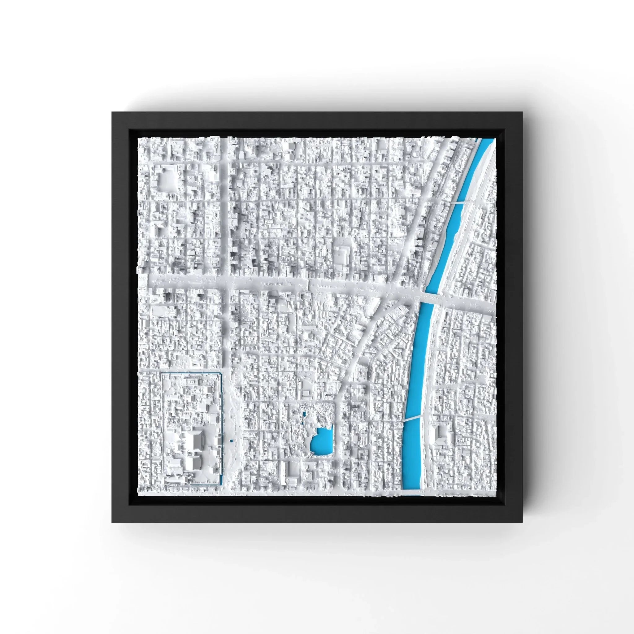 3D gedrucktes Stadtmodell Kyoto eingerahmt für deine Wand - CraftedCity
