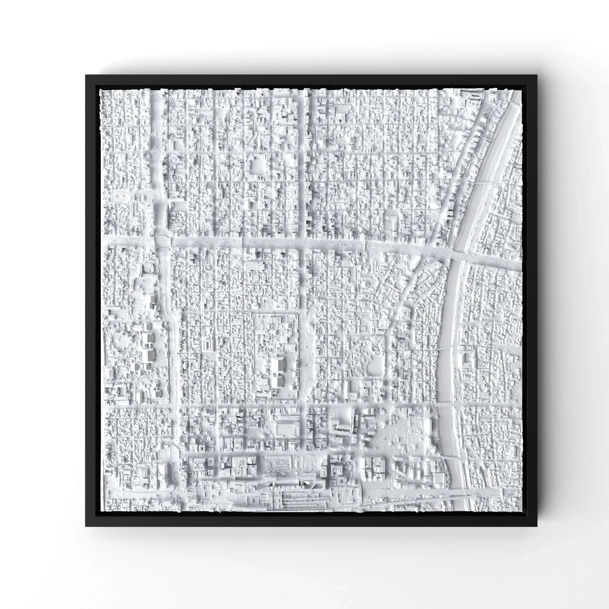 3D gedrucktes Stadtmodell Kyoto eingerahmt für deine Wand - CraftedCity
