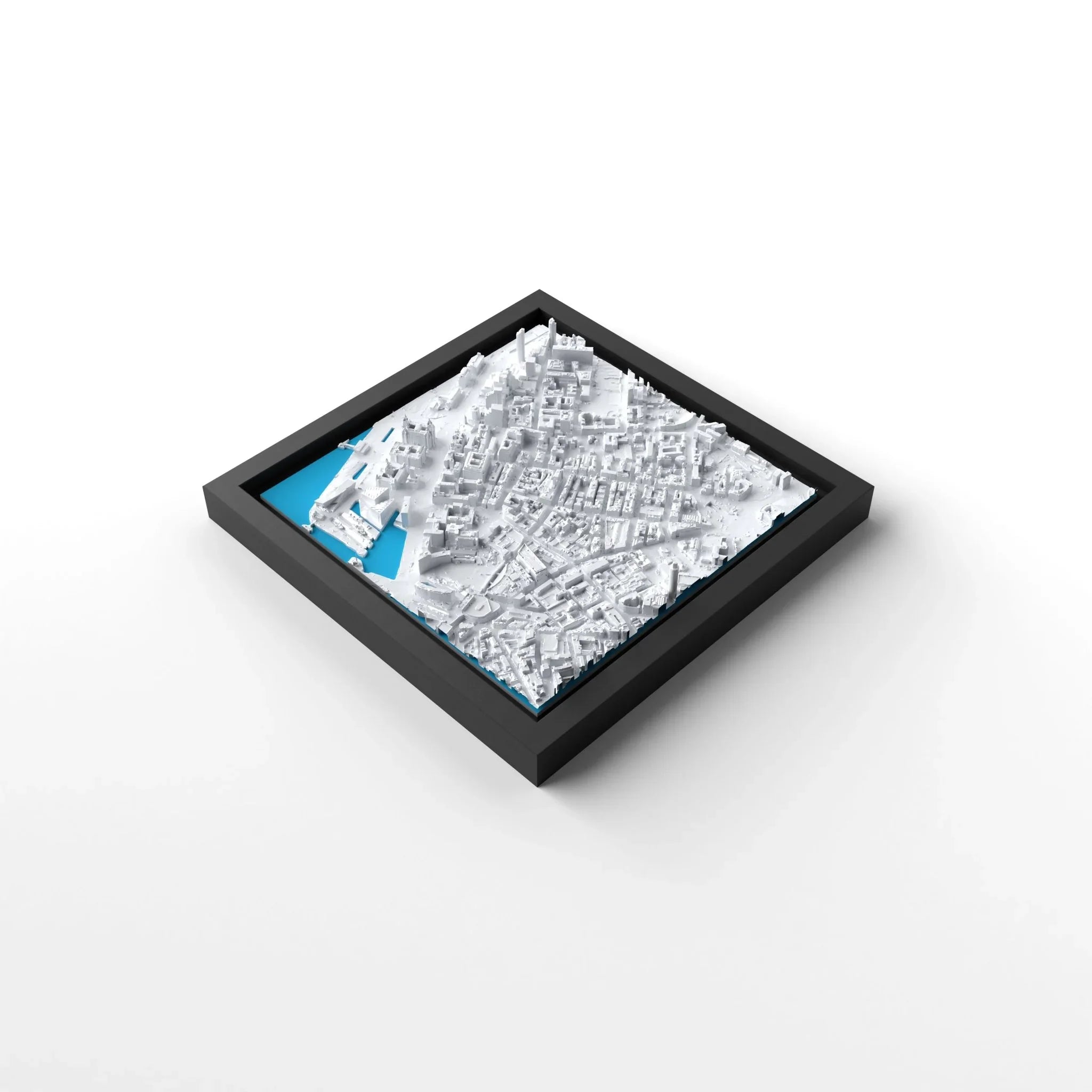 3D gedrucktes Stadtmodell Liverpool eingerahmt für deine Wand - CraftedCity