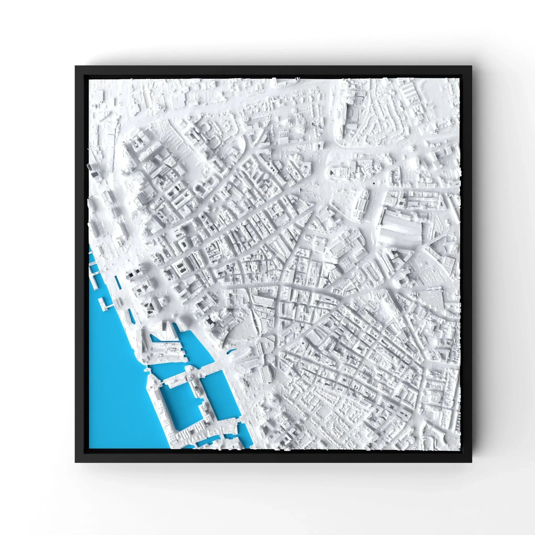 3D gedrucktes Stadtmodell Liverpool eingerahmt für deine Wand - CraftedCity