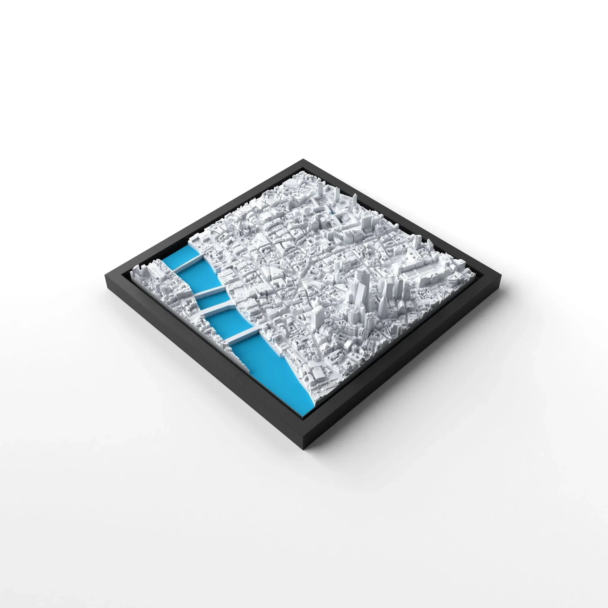 3D gedrucktes Stadtmodell London (City) eingerahmt für deine Wand - CraftedCity