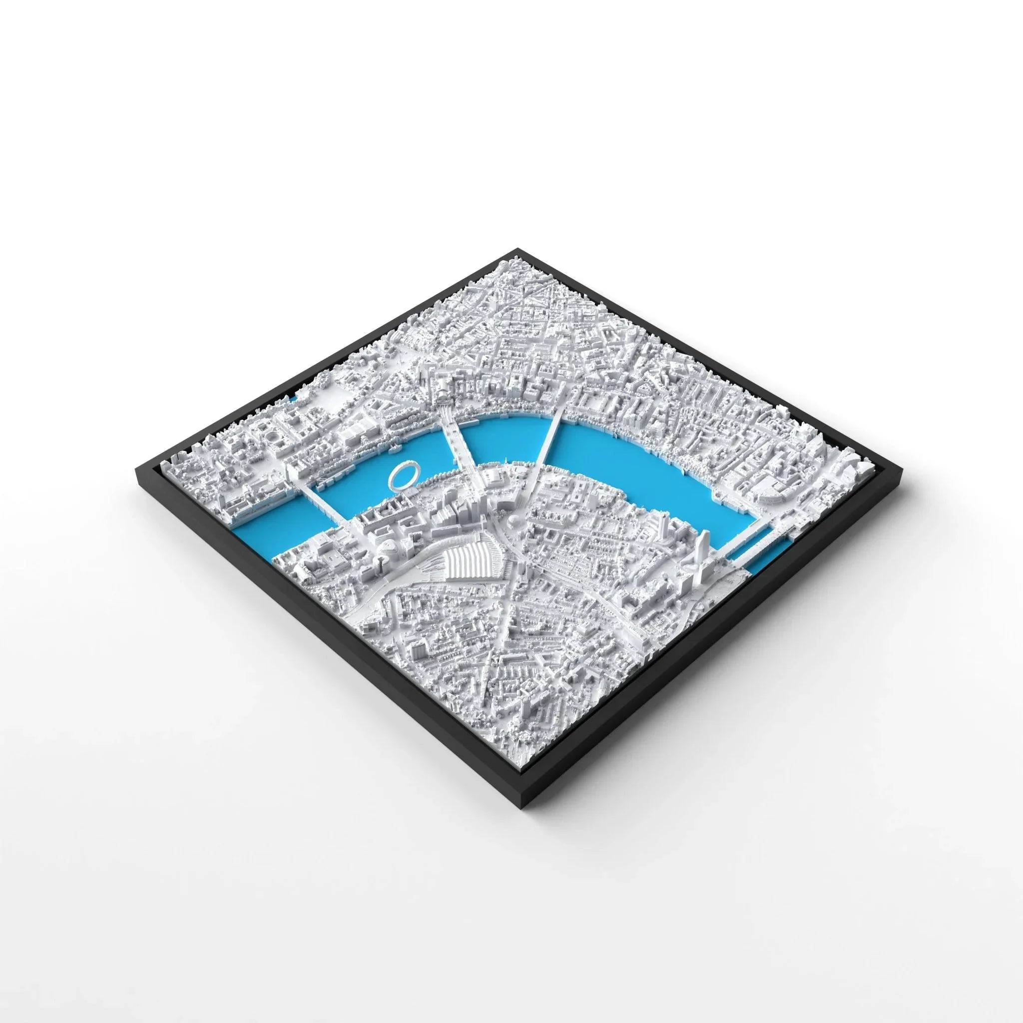 3D gedrucktes Stadtmodell London eingerahmt für deine Wand - CraftedCity