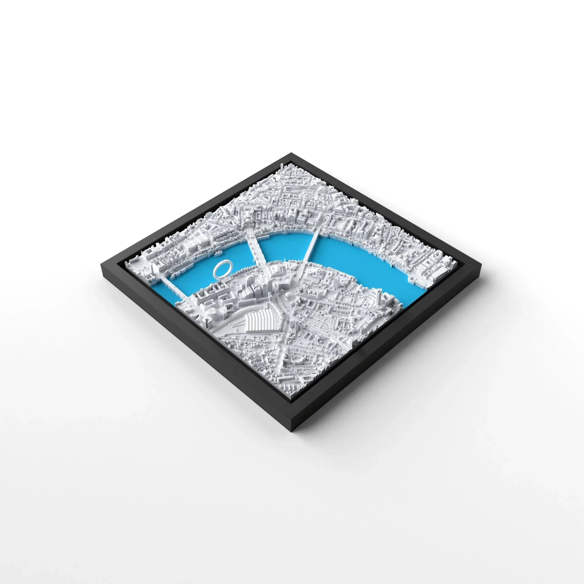 3D gedrucktes Stadtmodell London eingerahmt für deine Wand - CraftedCity