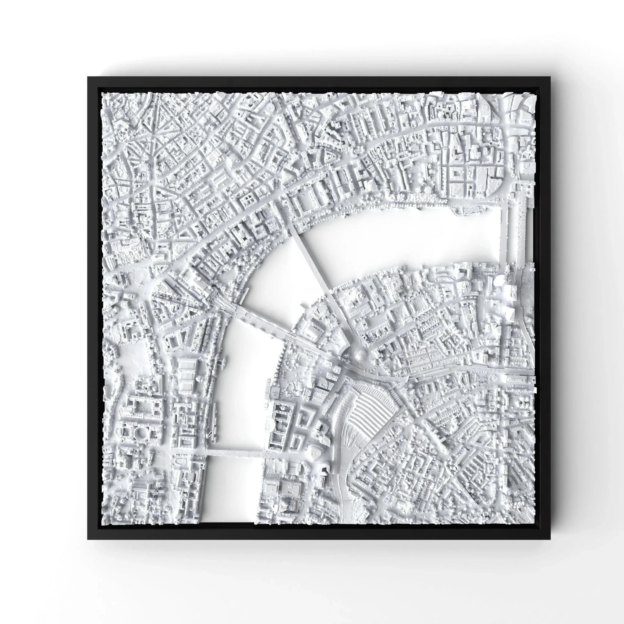 3D gedrucktes Stadtmodell London eingerahmt für deine Wand - CraftedCity