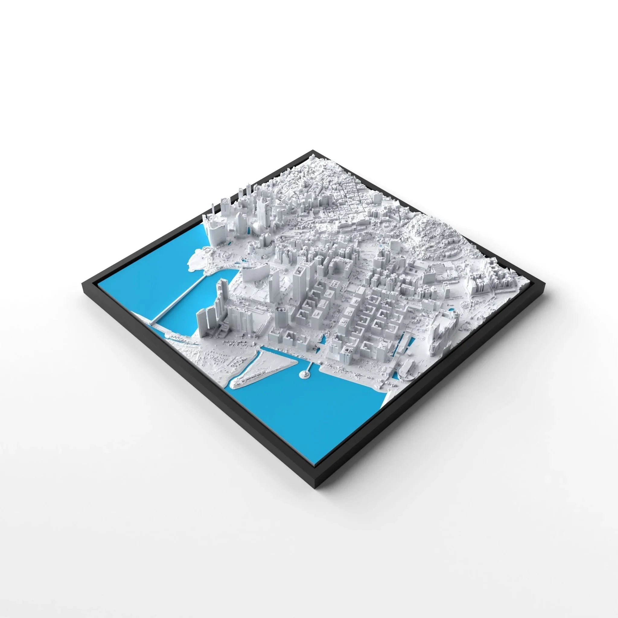 3D gedrucktes Stadtmodell Macau eingerahmt für deine Wand - CraftedCity