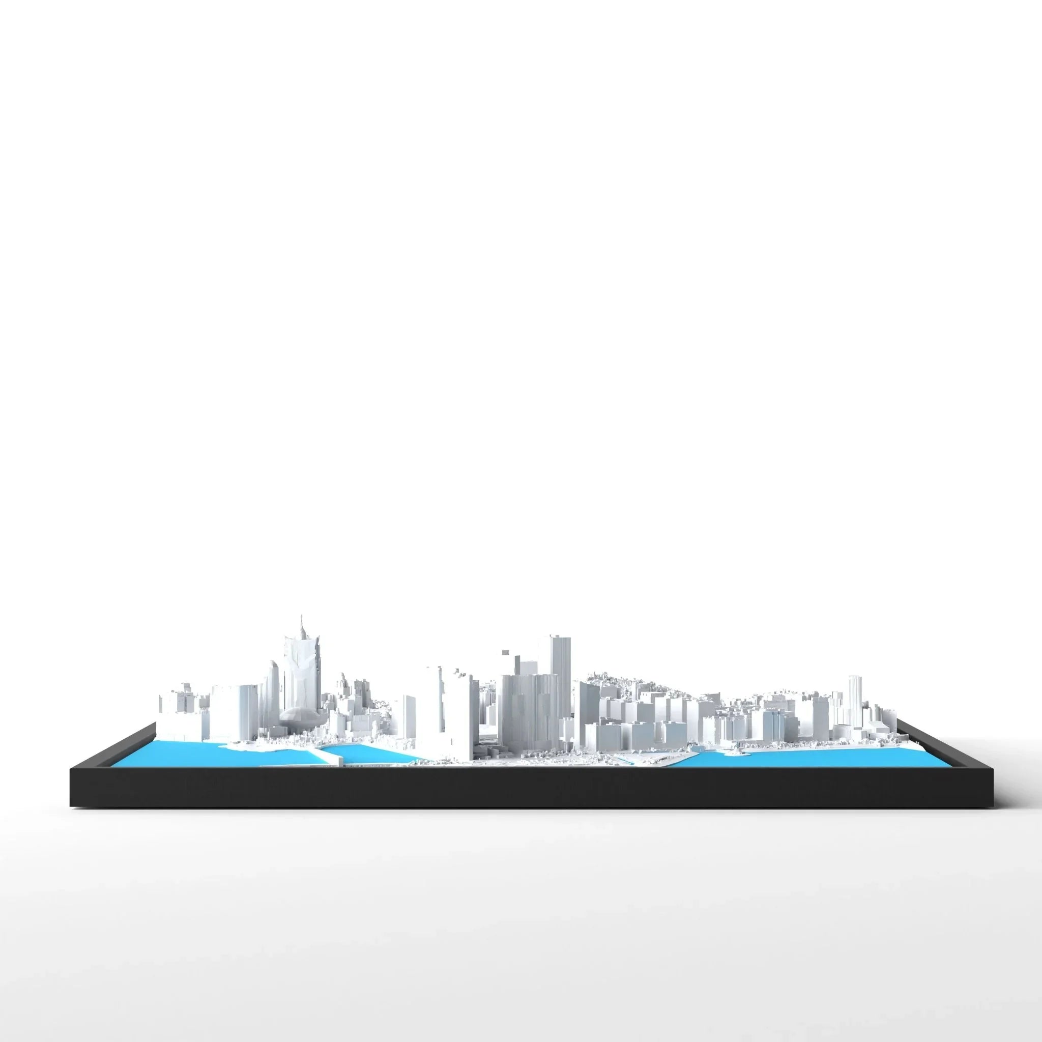 3D gedrucktes Stadtmodell Macau eingerahmt für deine Wand - CraftedCity