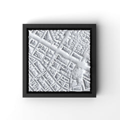 3D gedrucktes Stadtmodell Mannheim eingerahmt für deine Wand - CraftedCity