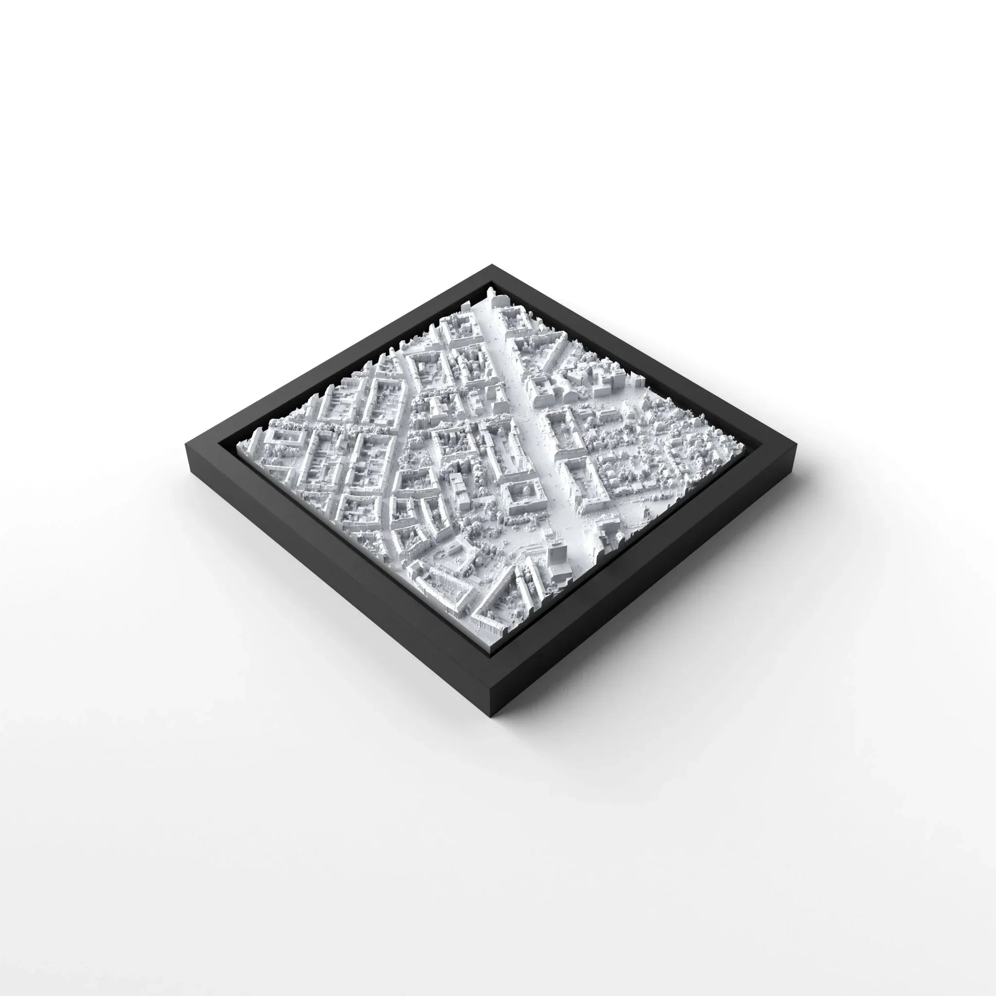 3D gedrucktes Stadtmodell Mannheim eingerahmt für deine Wand - CraftedCity