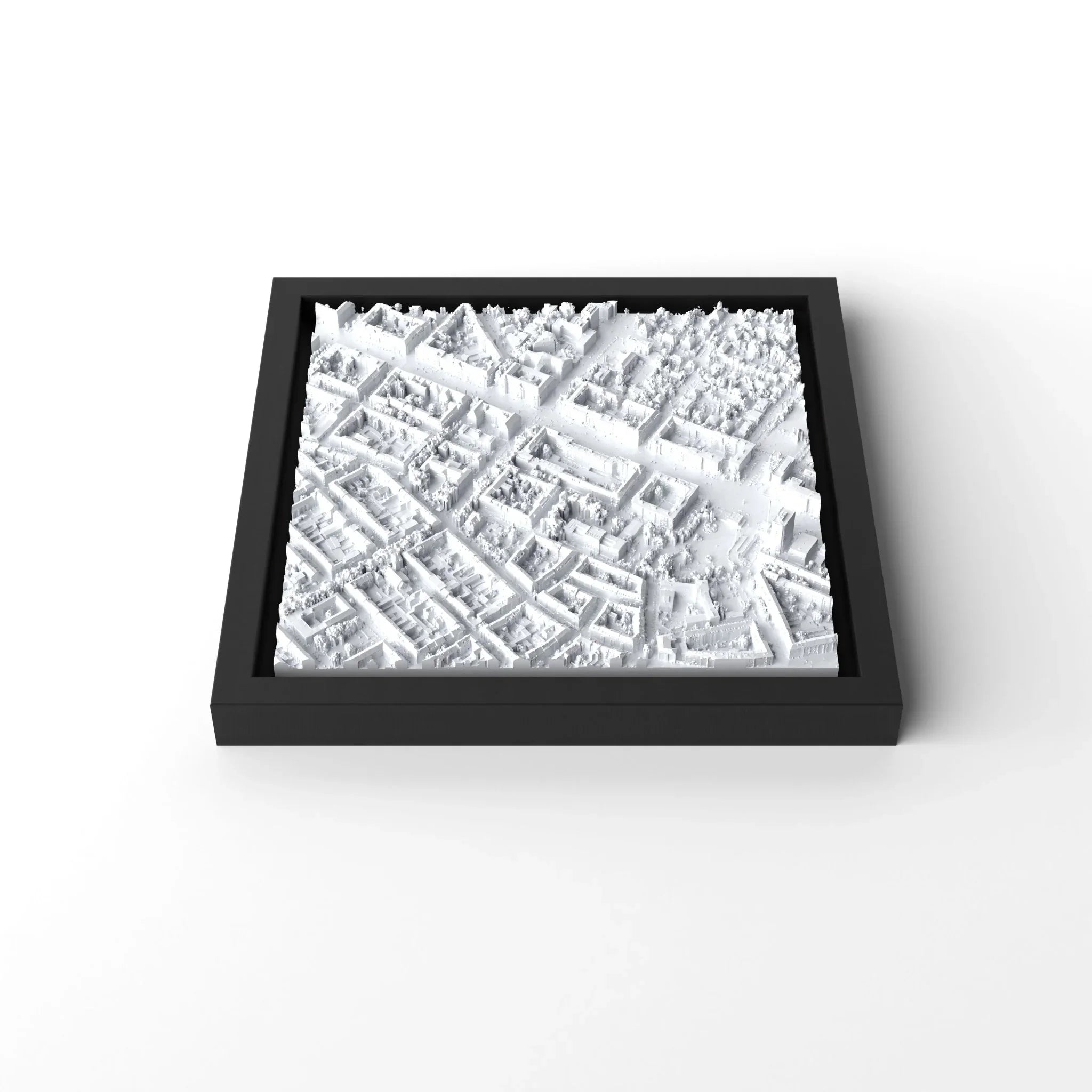 3D gedrucktes Stadtmodell Mannheim eingerahmt für deine Wand - CraftedCity