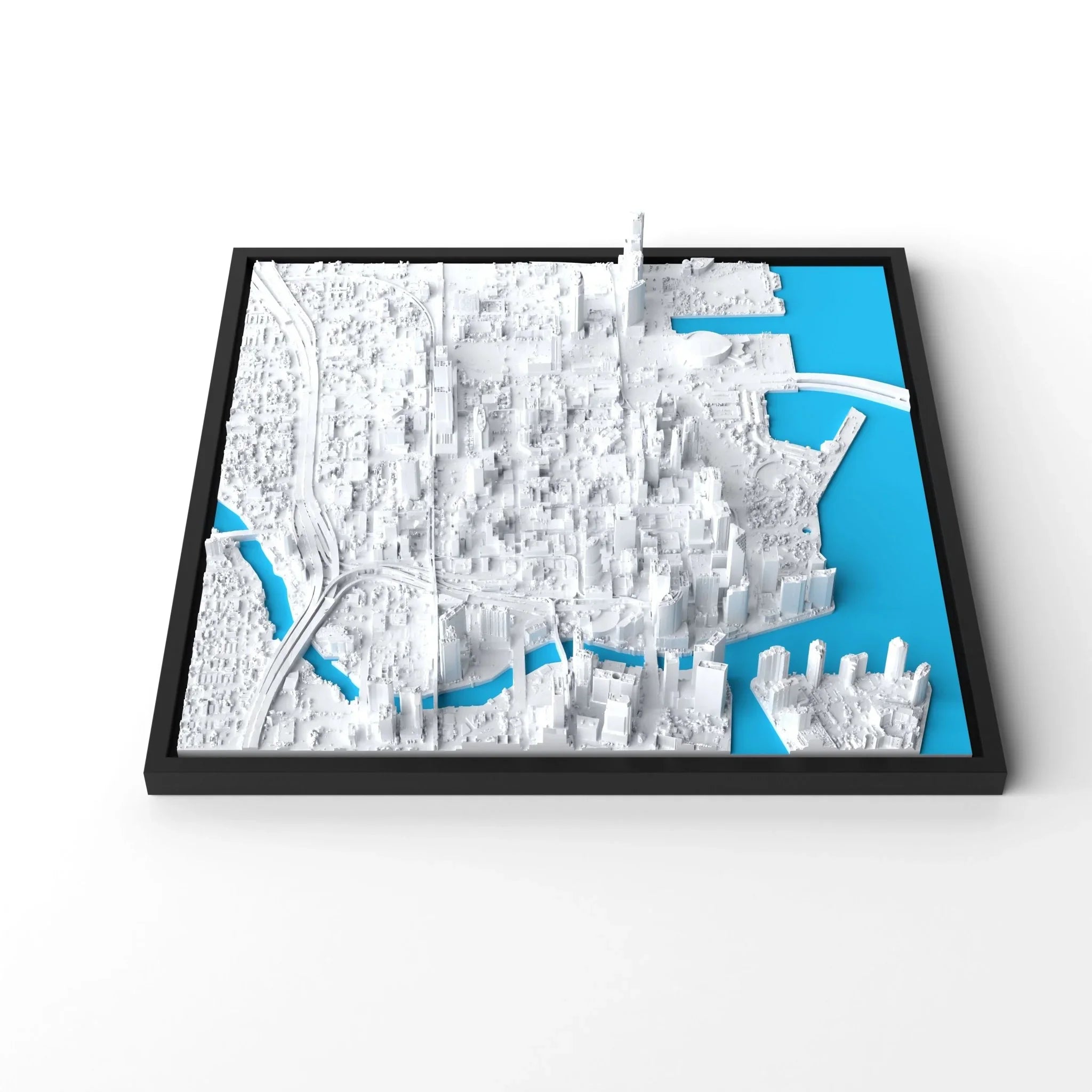 3D gedrucktes Stadtmodell Miami eingerahmt für deine Wand - CraftedCity