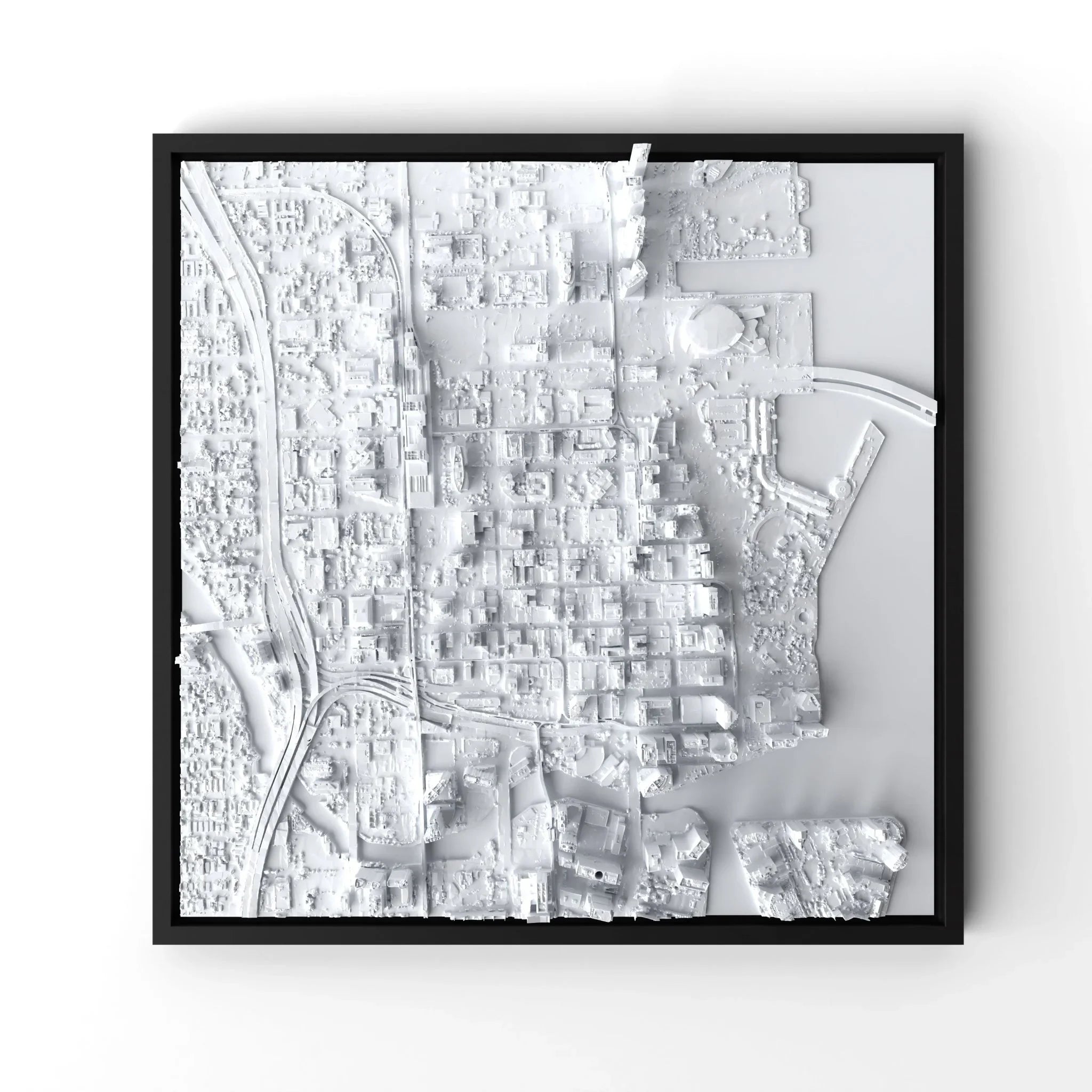 3D gedrucktes Stadtmodell Miami eingerahmt für deine Wand - CraftedCity