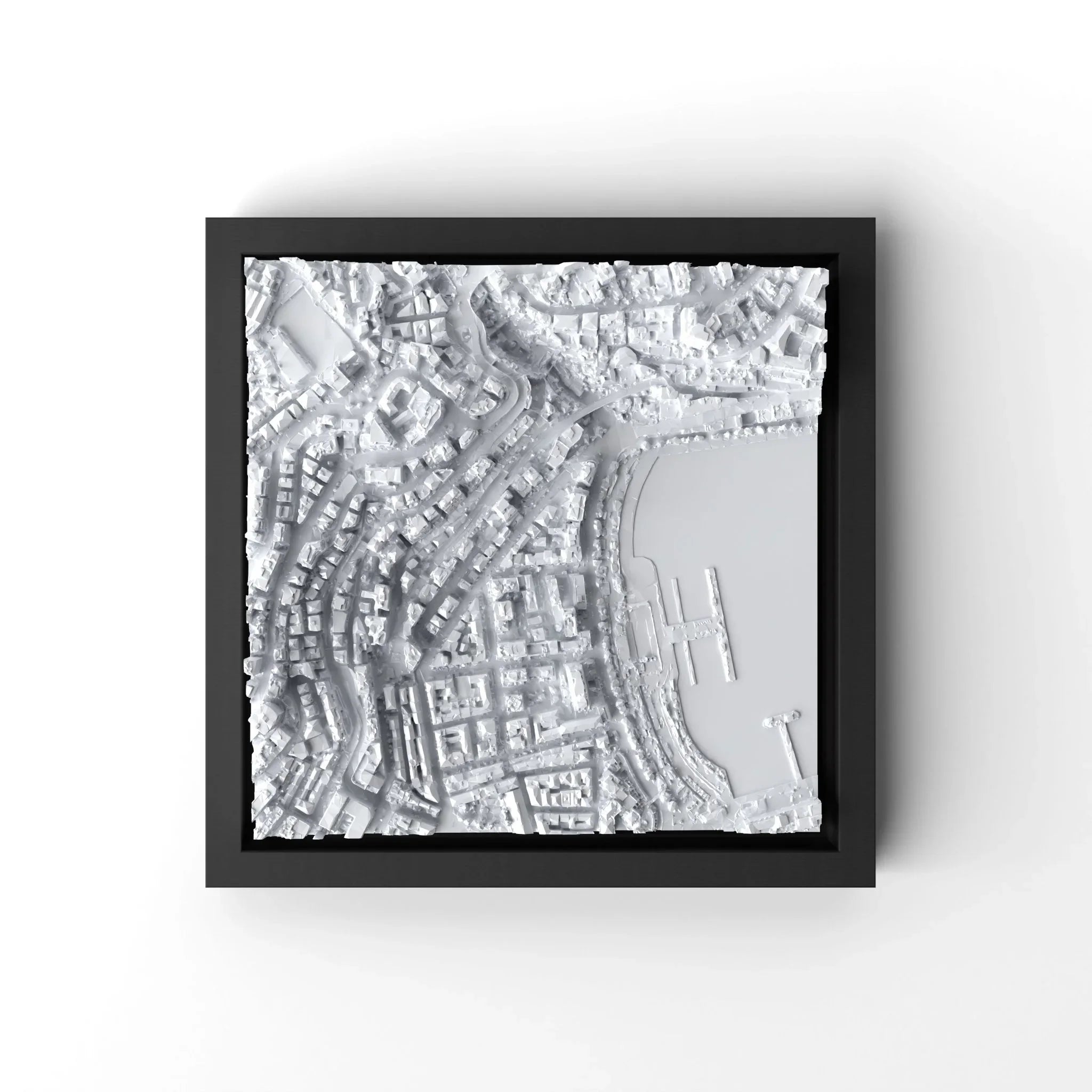 3D gedrucktes Stadtmodell Monaco eingerahmt für deine Wand - CraftedCity