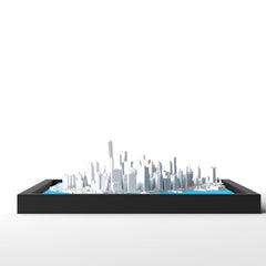3D gedrucktes Stadtmodell New York - Lower Manhatten eingerahmt für deine Wand - CraftedCity