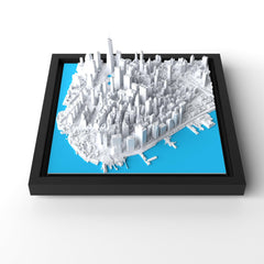 3D gedrucktes Stadtmodell New York - Lower Manhatten eingerahmt für deine Wand - CraftedCity
