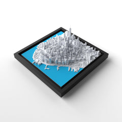 3D gedrucktes Stadtmodell New York - Lower Manhatten eingerahmt für deine Wand - CraftedCity