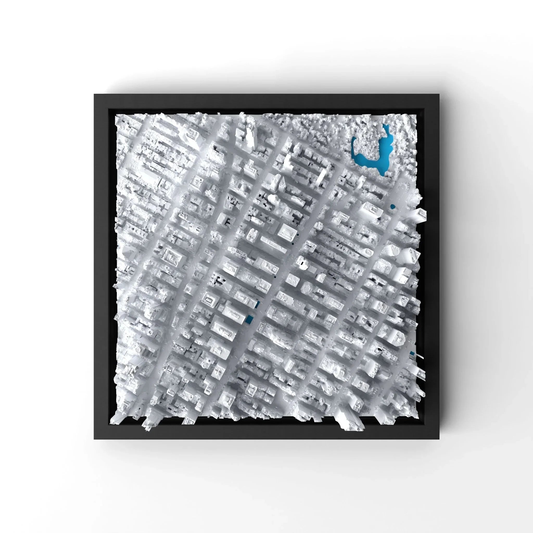 3D gedrucktes Stadtmodell New York - Midtown Manhatten eingerahmt für deine Wand - CraftedCity