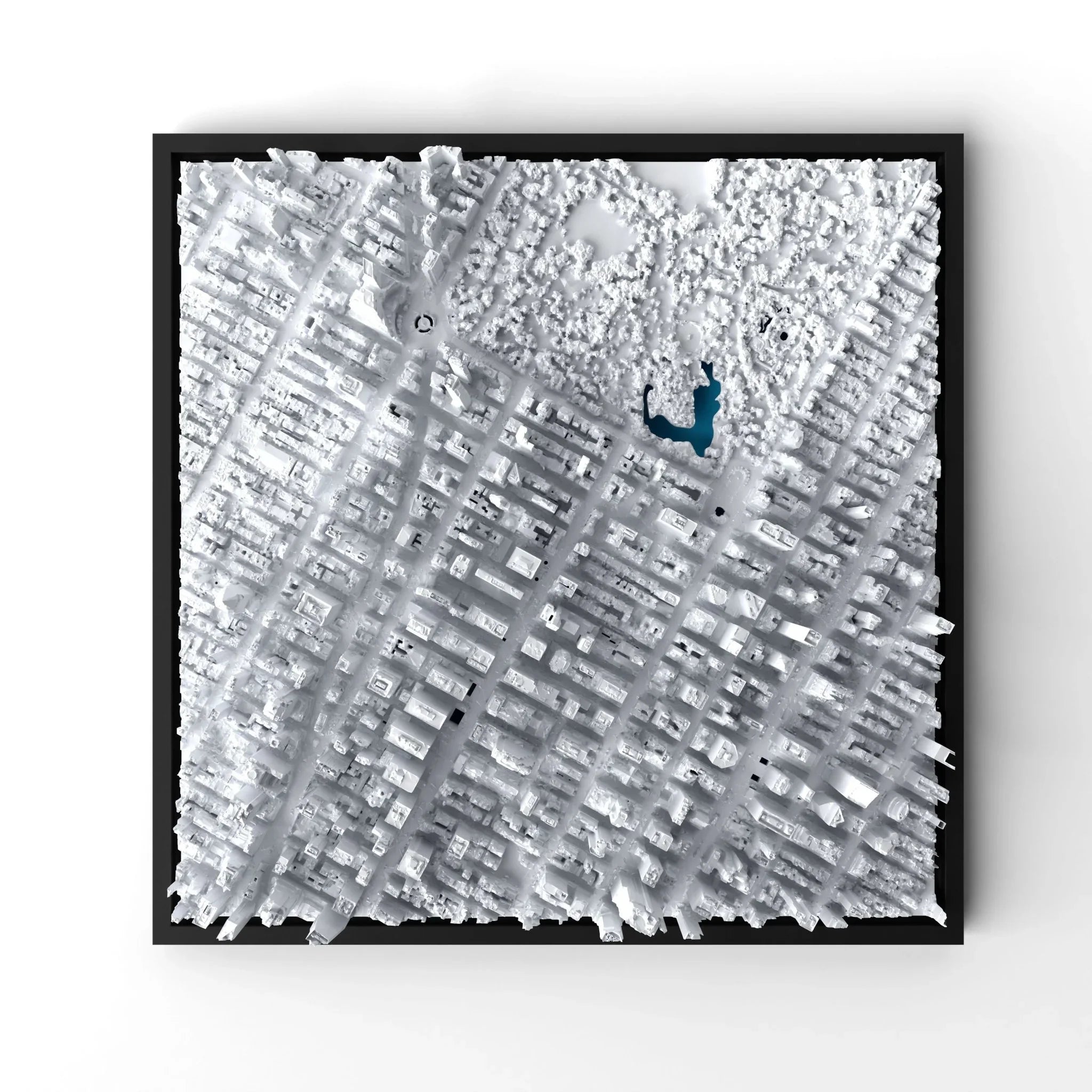 3D gedrucktes Stadtmodell New York - Midtown Manhatten eingerahmt für deine Wand - CraftedCity