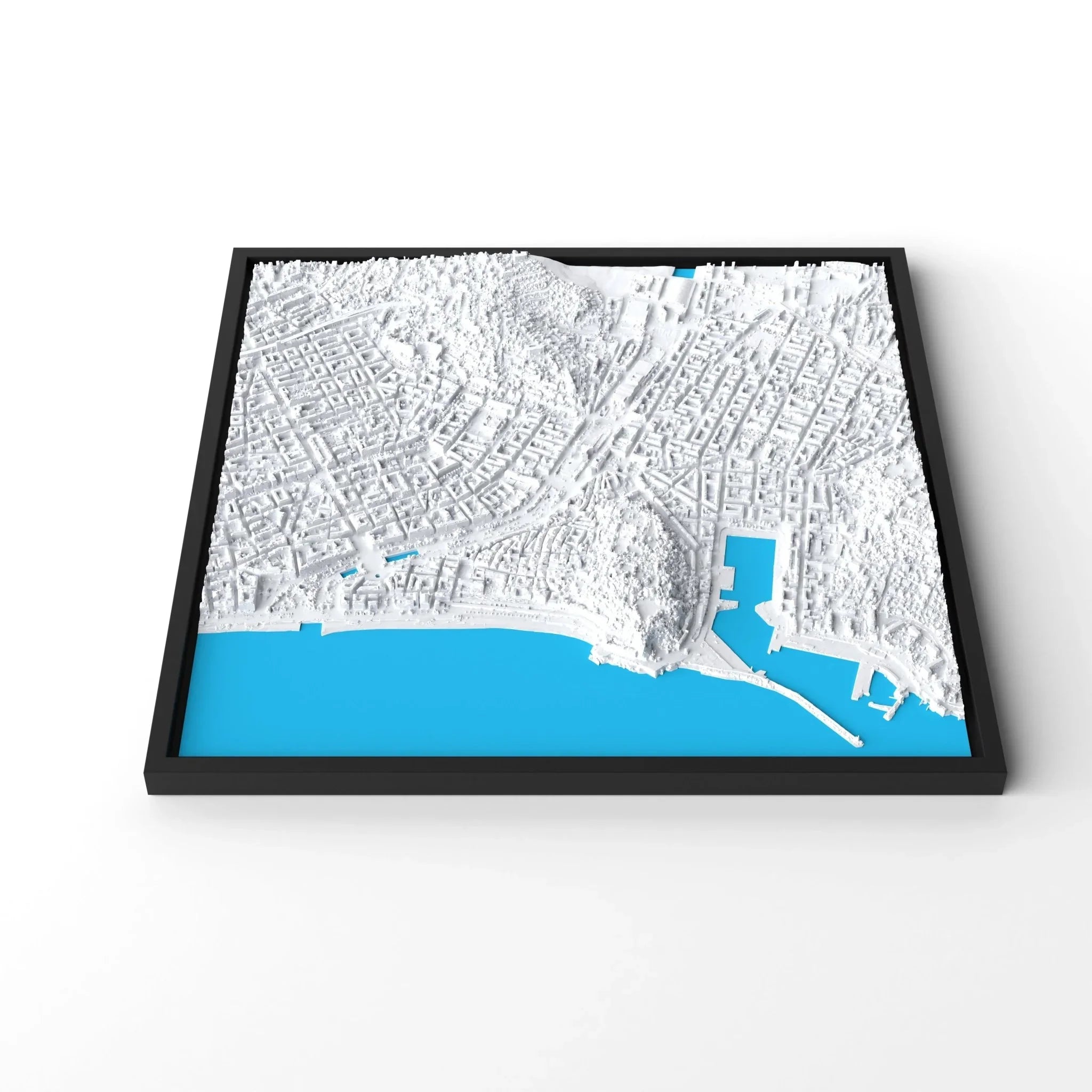 3D gedrucktes Stadtmodell Nizza eingerahmt für deine Wand - CraftedCity