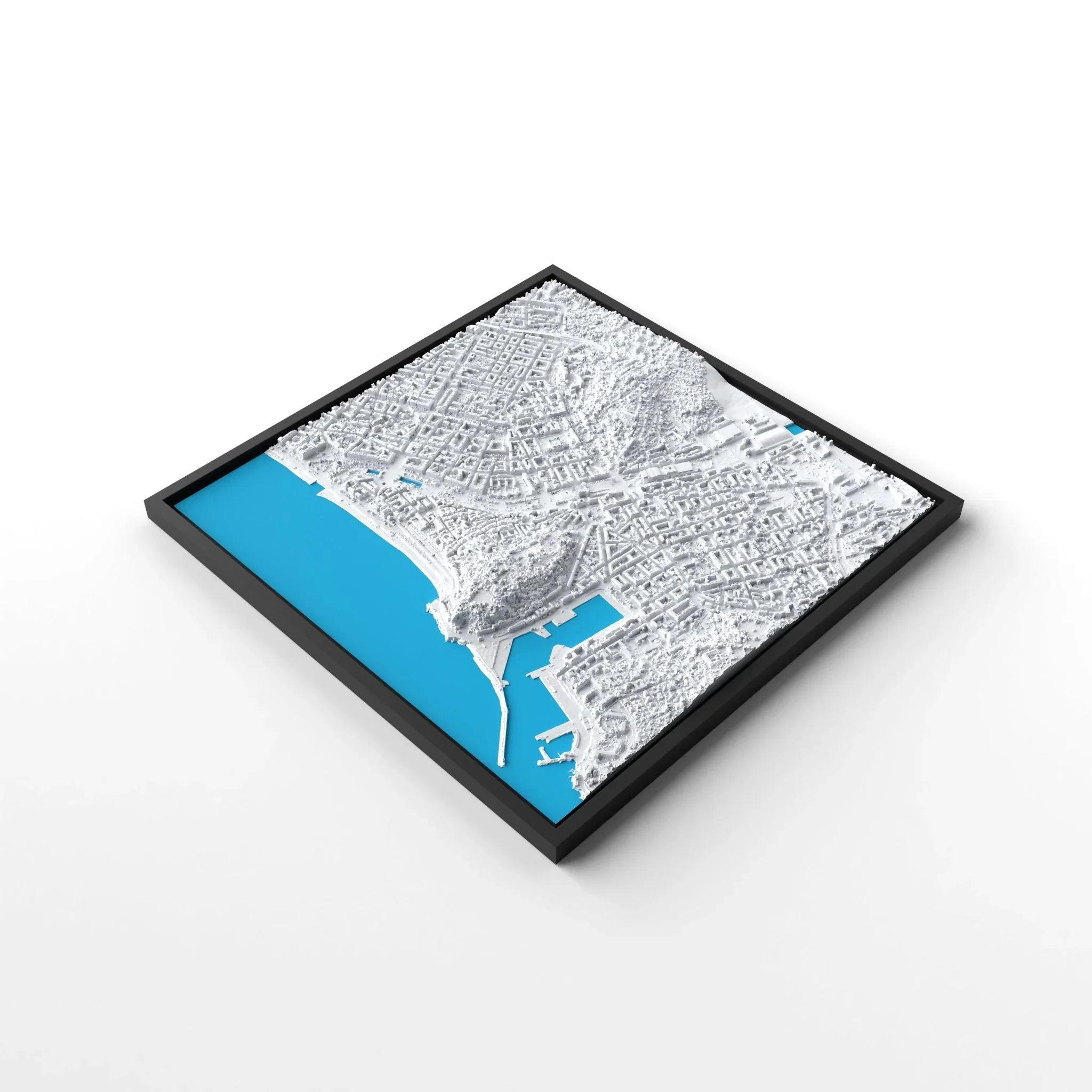 3D gedrucktes Stadtmodell Nizza eingerahmt für deine Wand - CraftedCity