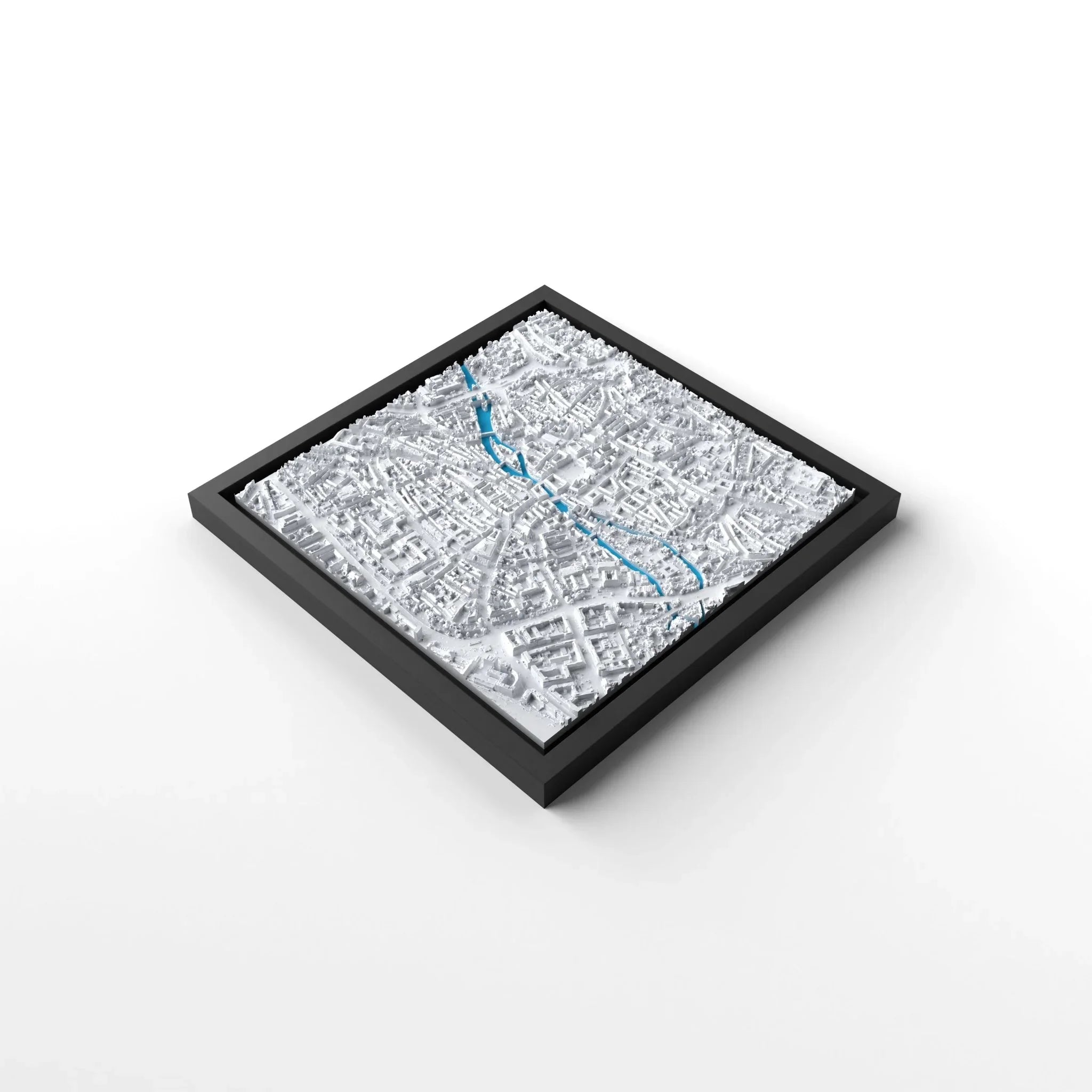 3D gedrucktes Stadtmodell Nürnberg eingerahmt für deine Wand - CraftedCity