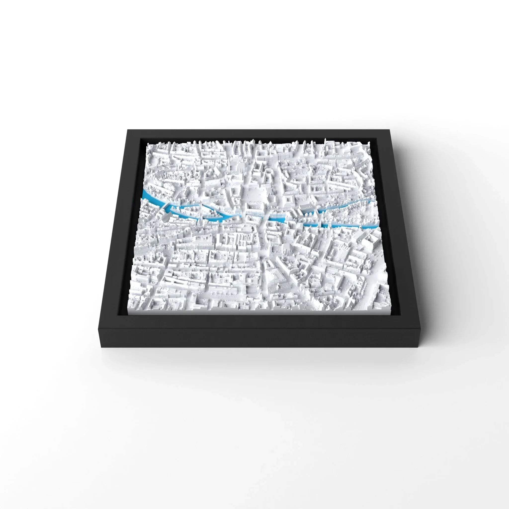3D gedrucktes Stadtmodell Nürnberg eingerahmt für deine Wand - CraftedCity