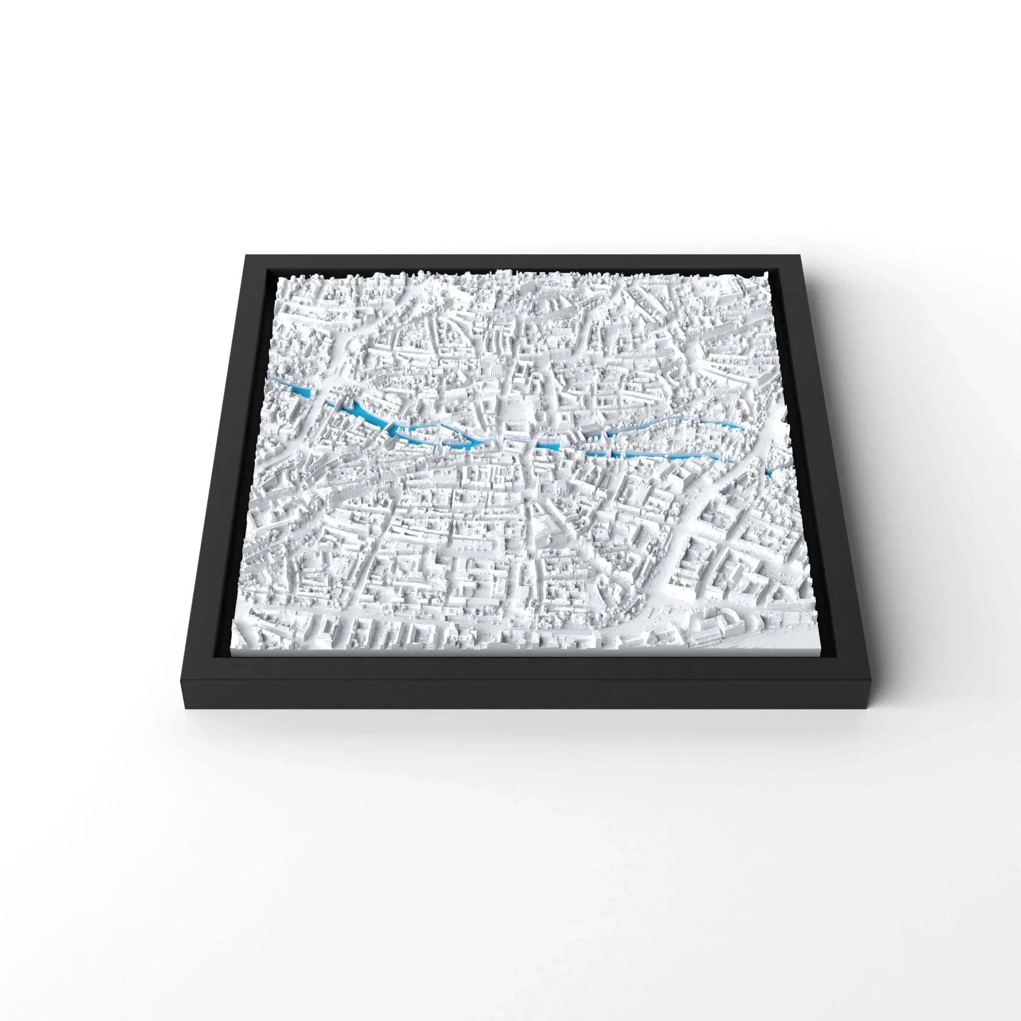 3D gedrucktes Stadtmodell Nürnberg eingerahmt für deine Wand - CraftedCity