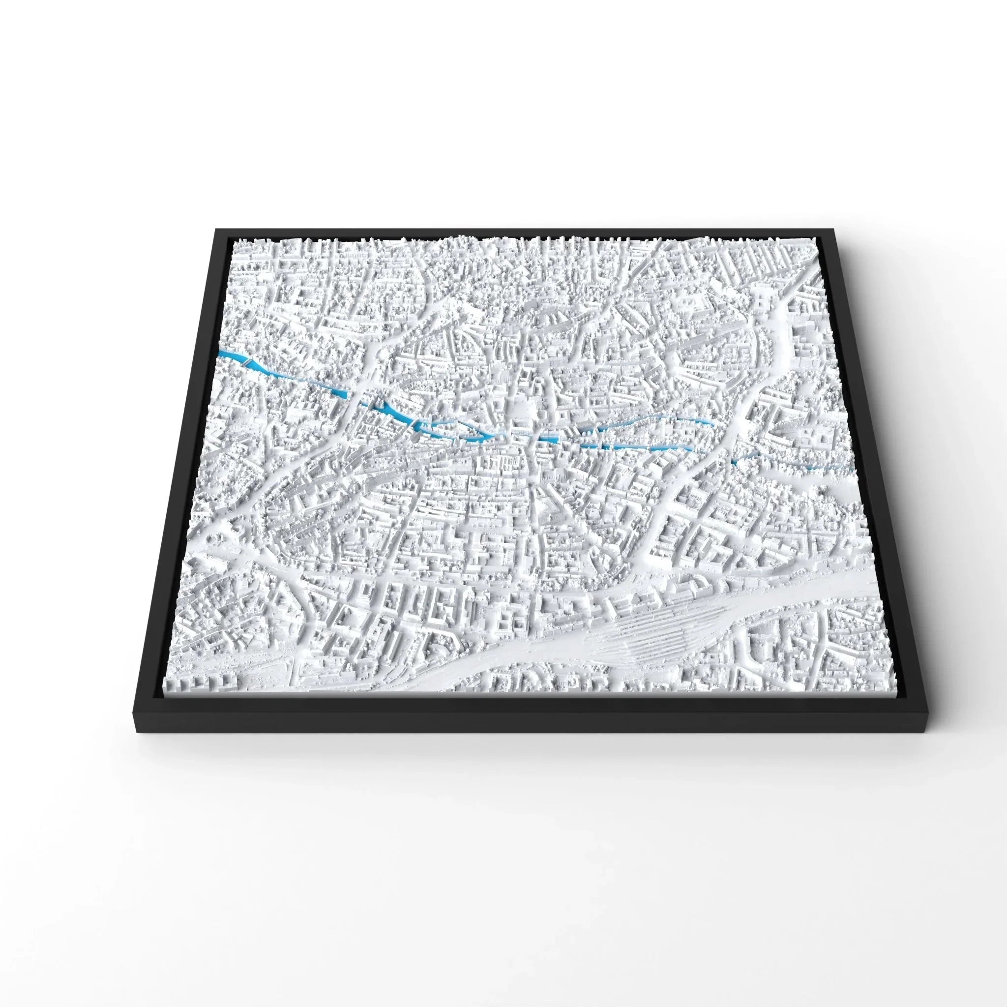3D gedrucktes Stadtmodell Nürnberg eingerahmt für deine Wand - CraftedCity