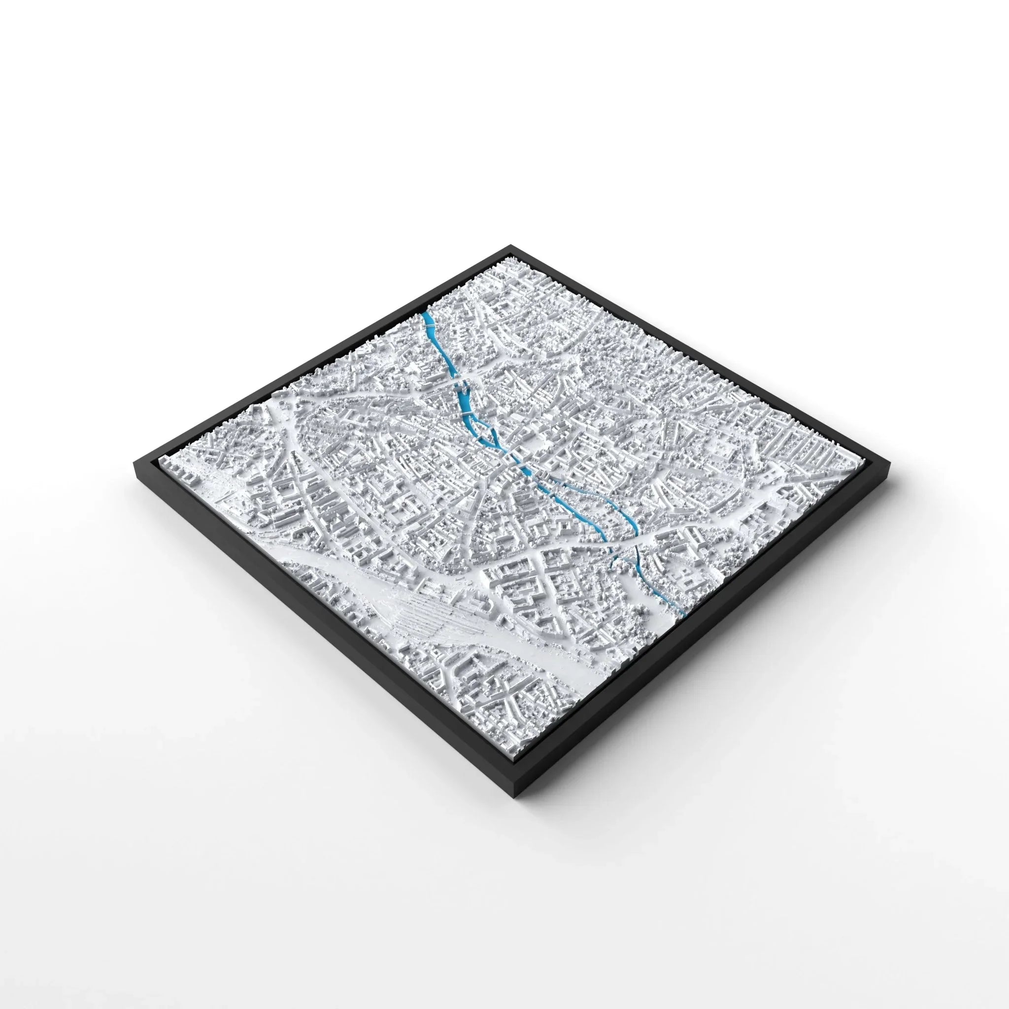 3D gedrucktes Stadtmodell Nürnberg eingerahmt für deine Wand - CraftedCity