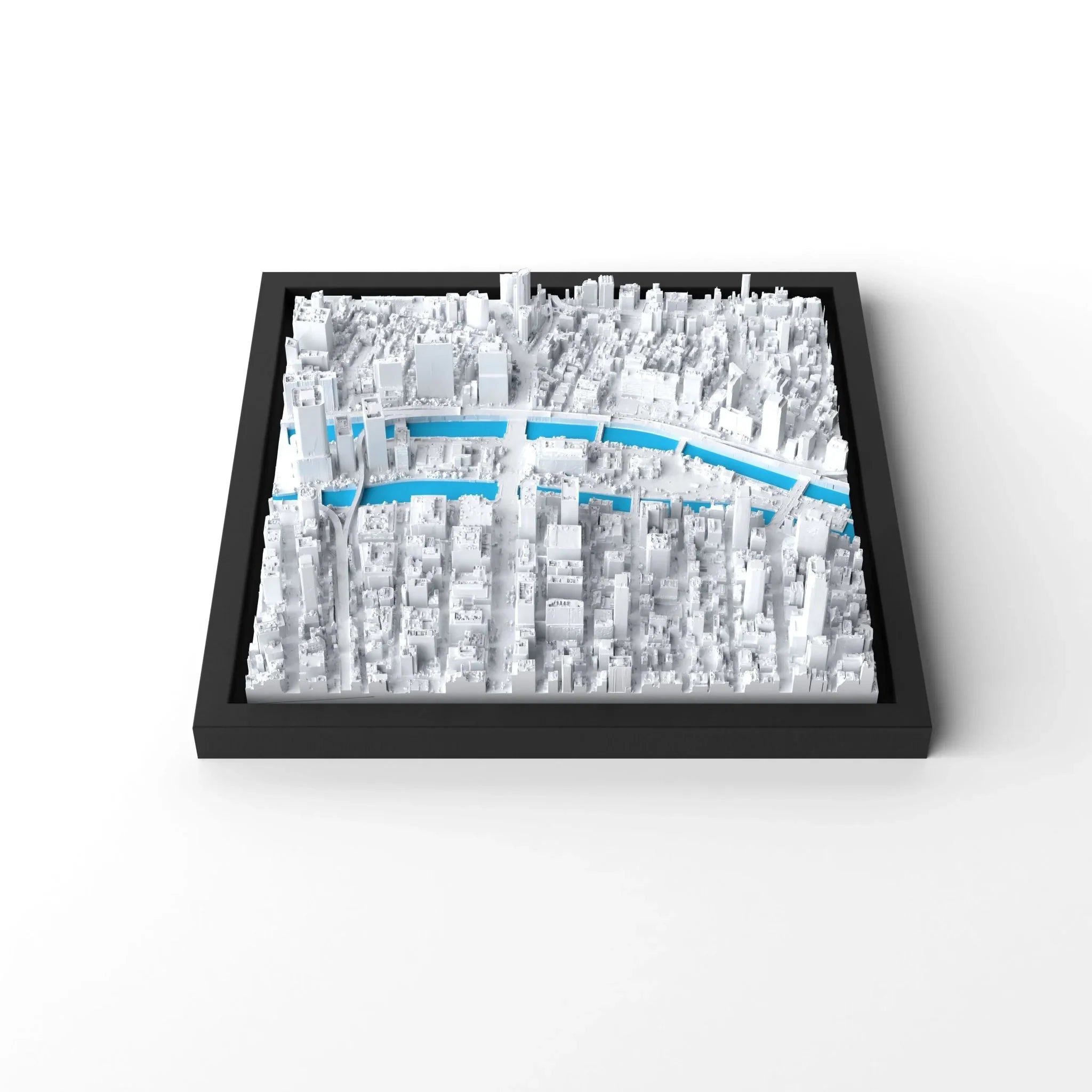 3D gedrucktes Stadtmodell Osaka eingerahmt für deine Wand - CraftedCity