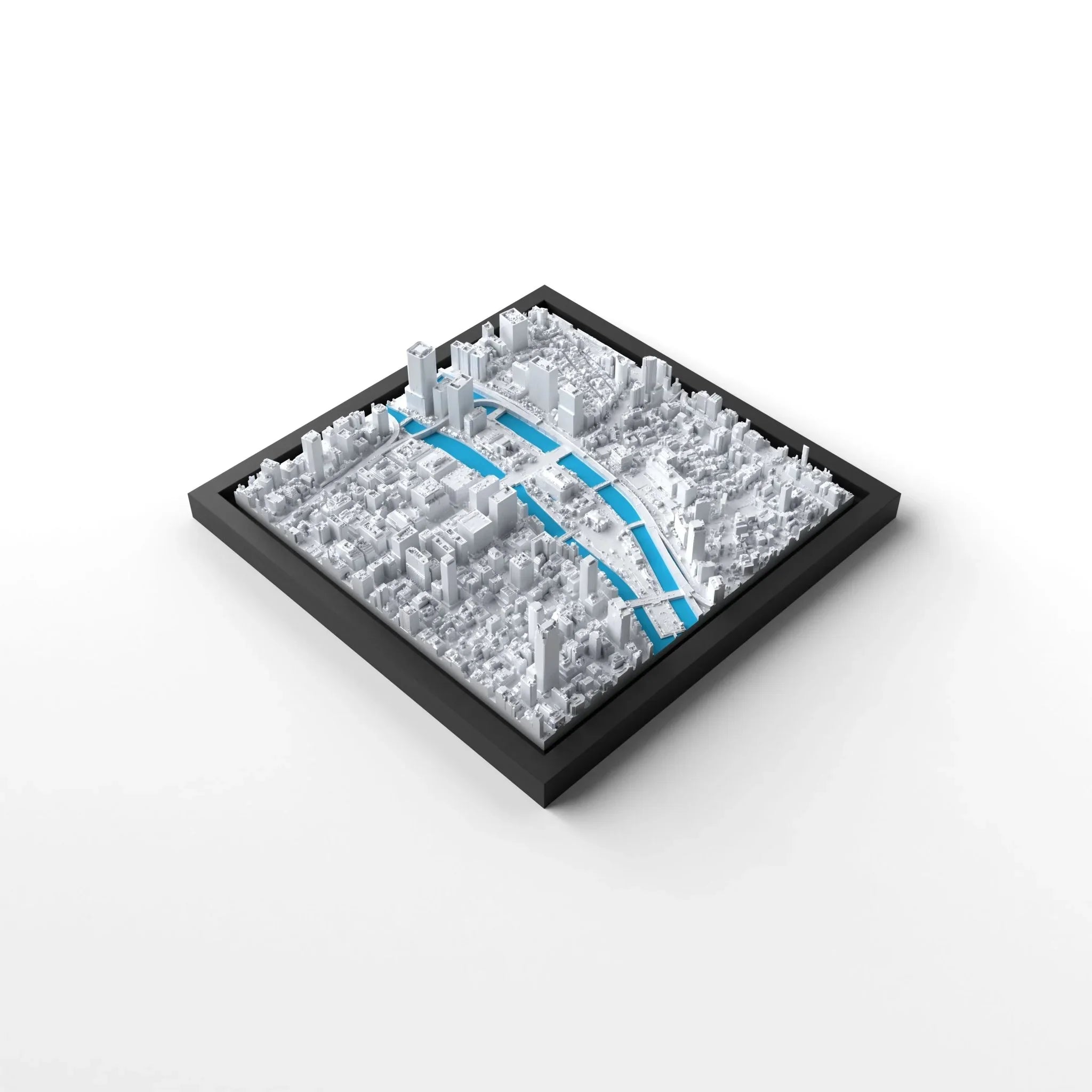 3D gedrucktes Stadtmodell Osaka eingerahmt für deine Wand - CraftedCity