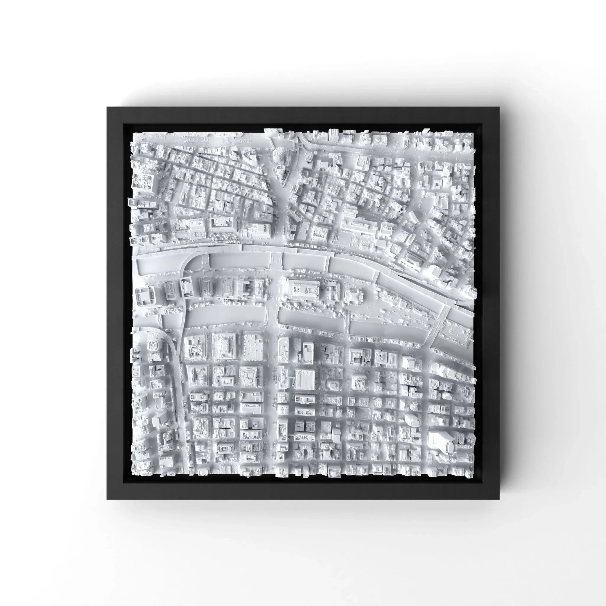 3D gedrucktes Stadtmodell Osaka eingerahmt für deine Wand - CraftedCity