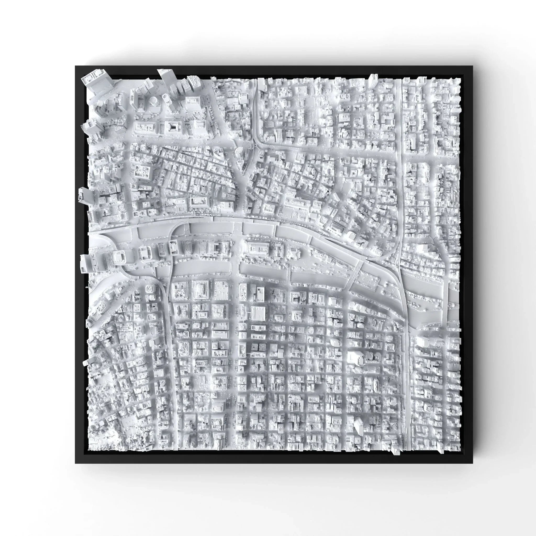3D gedrucktes Stadtmodell Osaka eingerahmt für deine Wand - CraftedCity