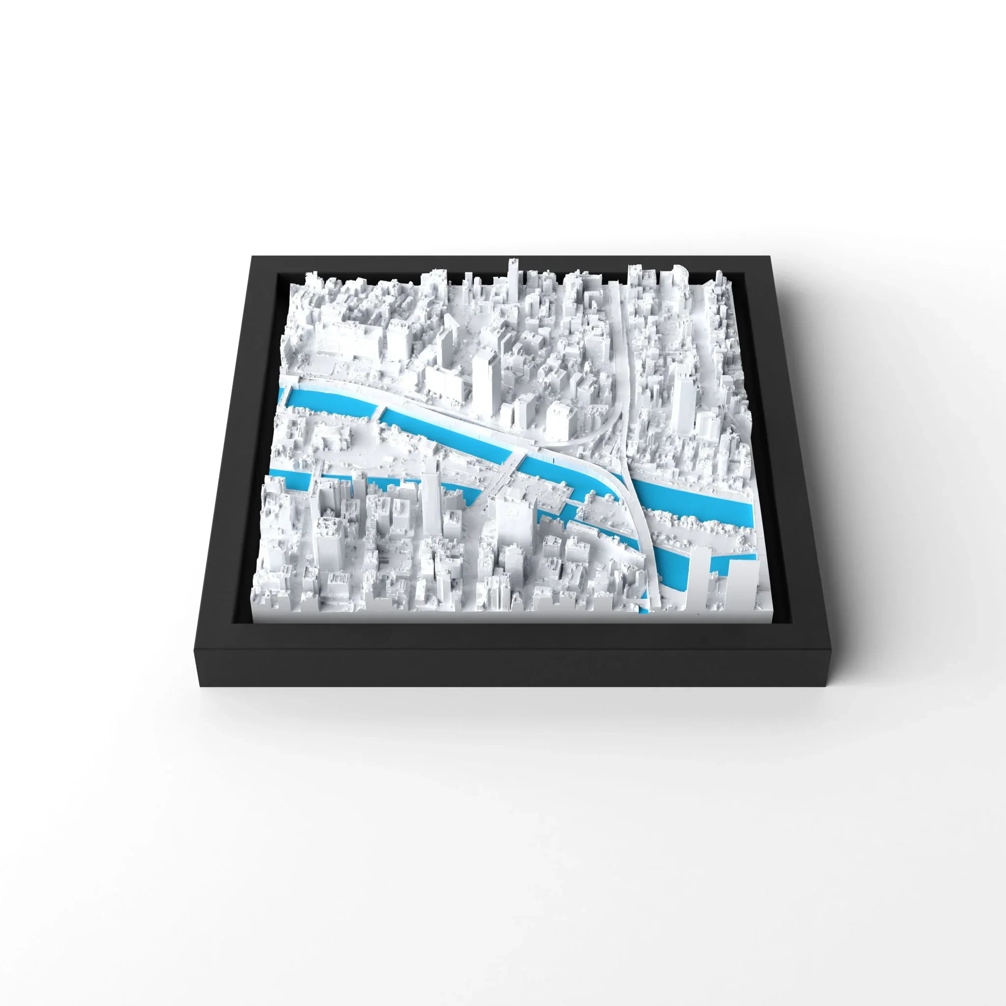 3D gedrucktes Stadtmodell Osaka eingerahmt für deine Wand - CraftedCity