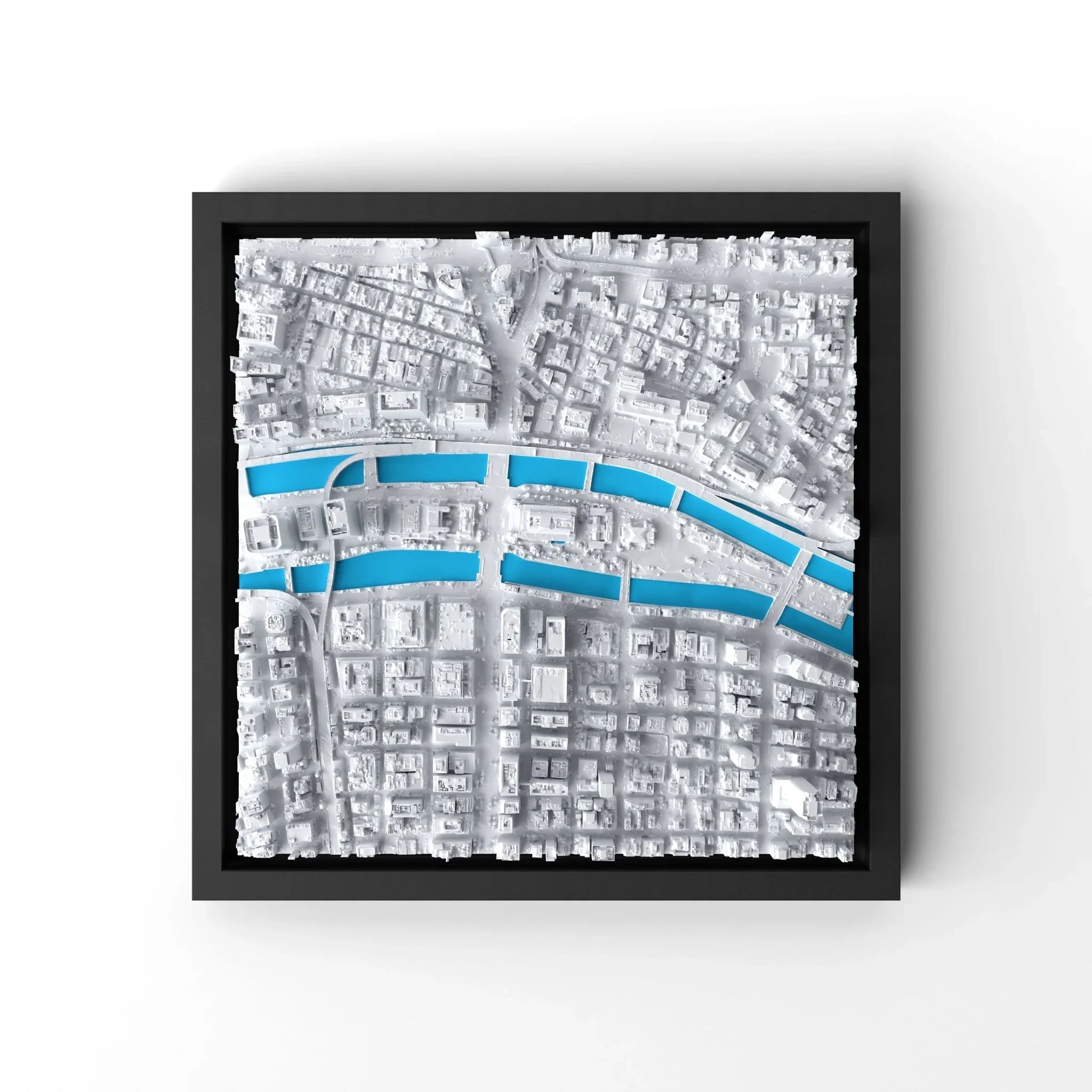 3D gedrucktes Stadtmodell Osaka eingerahmt für deine Wand - CraftedCity