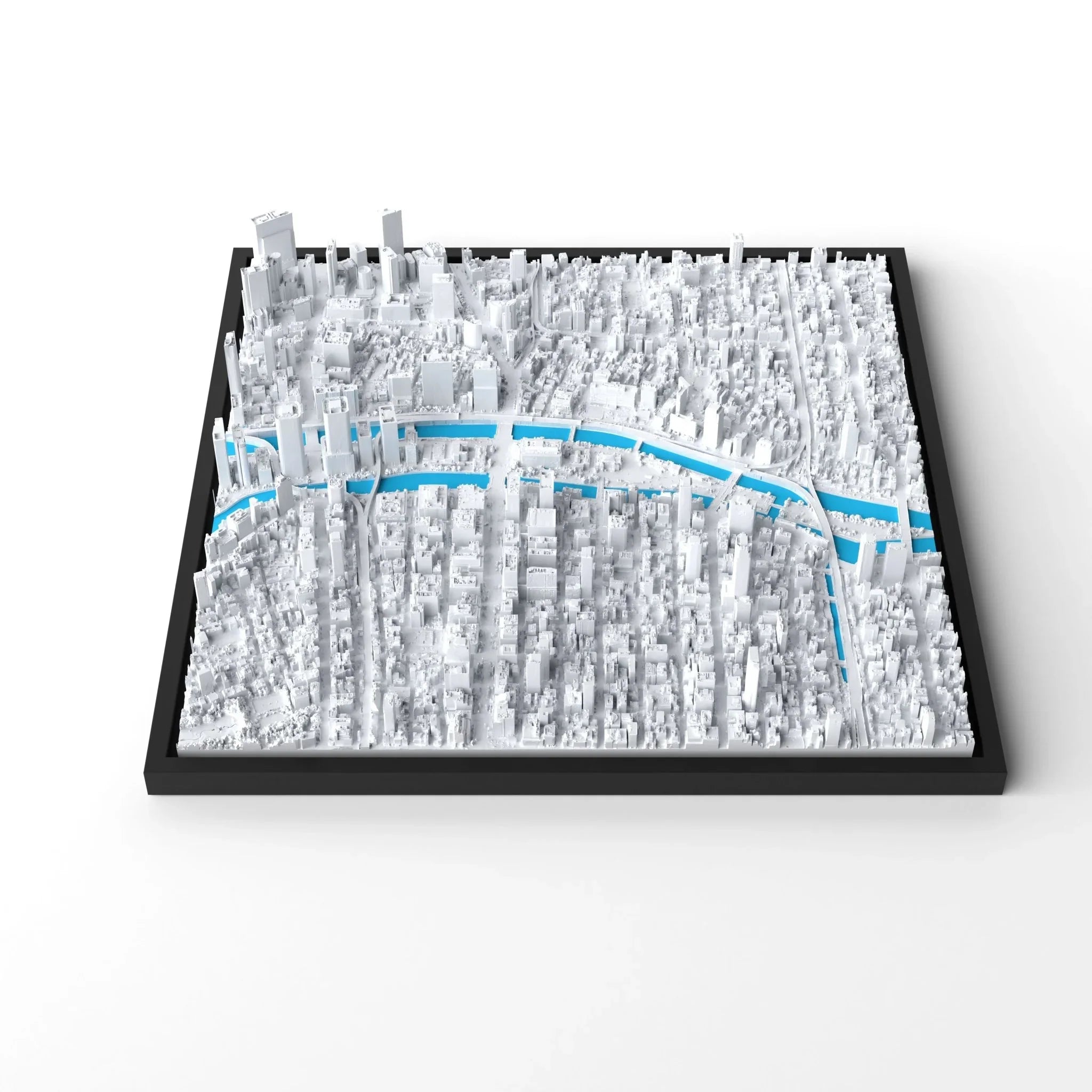 3D gedrucktes Stadtmodell Osaka eingerahmt für deine Wand - CraftedCity
