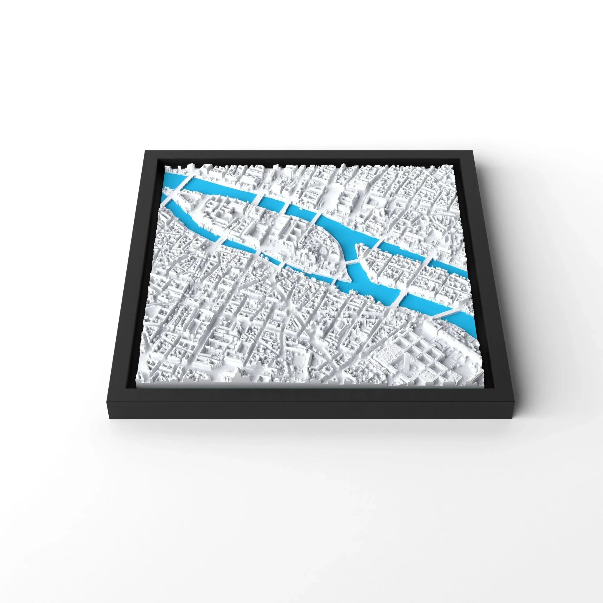 3D gedrucktes Stadtmodell Paris eingerahmt für deine Wand - CraftedCity