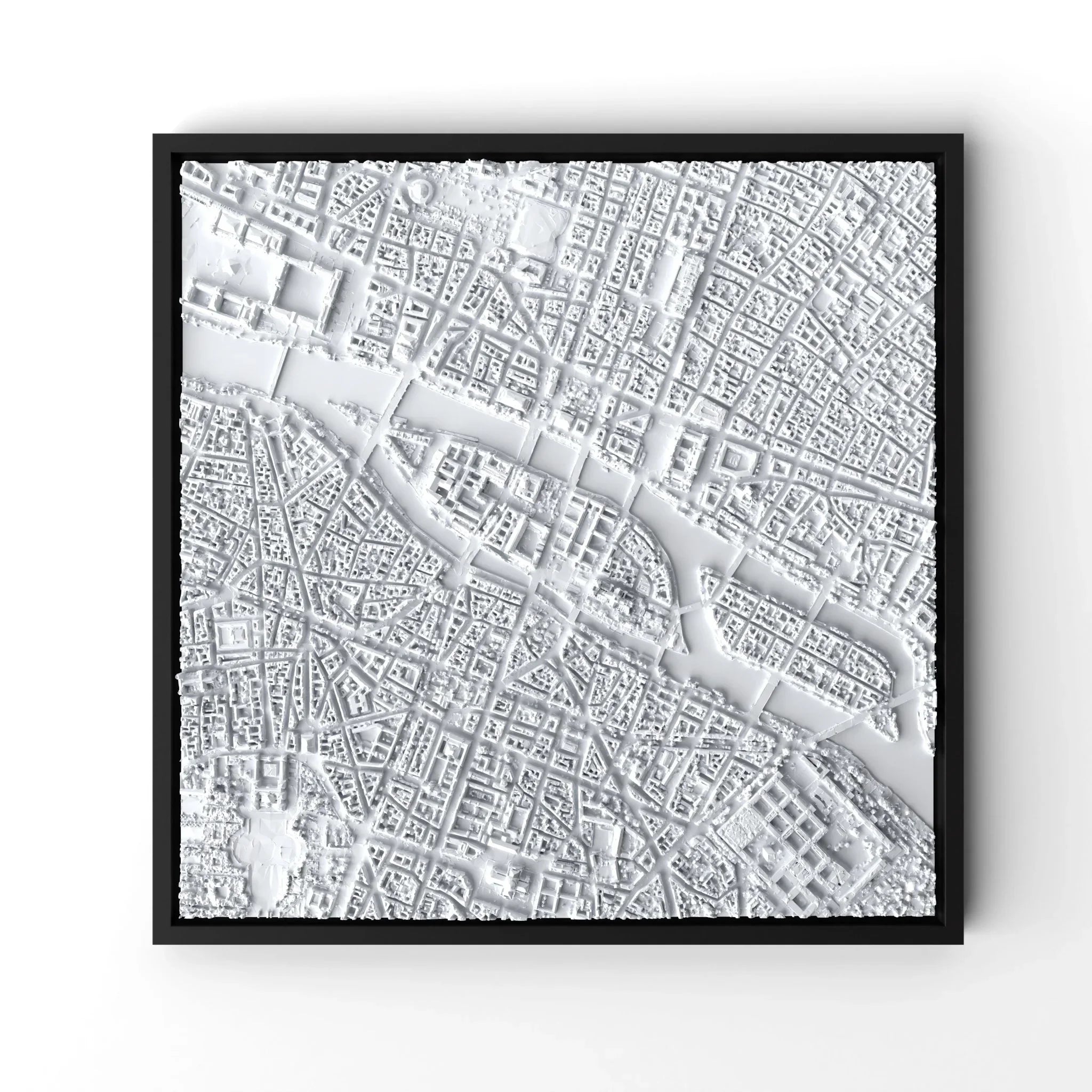 3D gedrucktes Stadtmodell Paris eingerahmt für deine Wand - CraftedCity