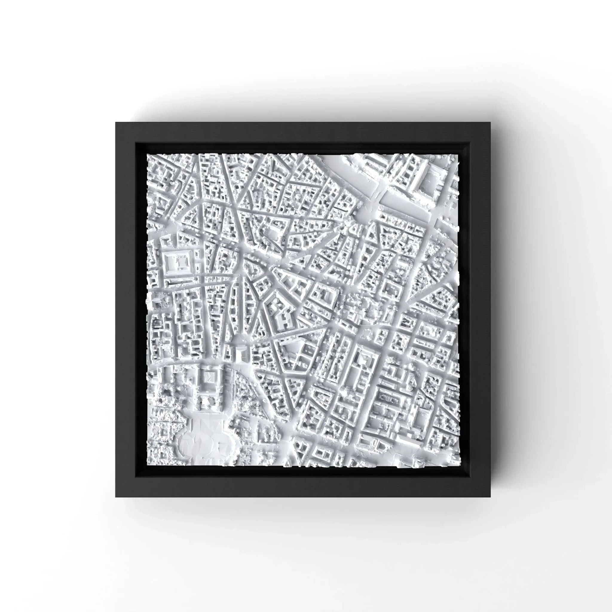 3D gedrucktes Stadtmodell Paris eingerahmt für deine Wand - CraftedCity