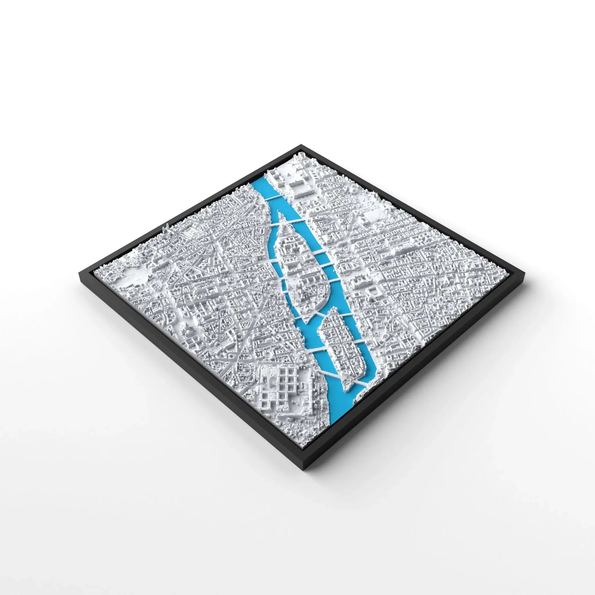 3D gedrucktes Stadtmodell Paris eingerahmt für deine Wand - CraftedCity