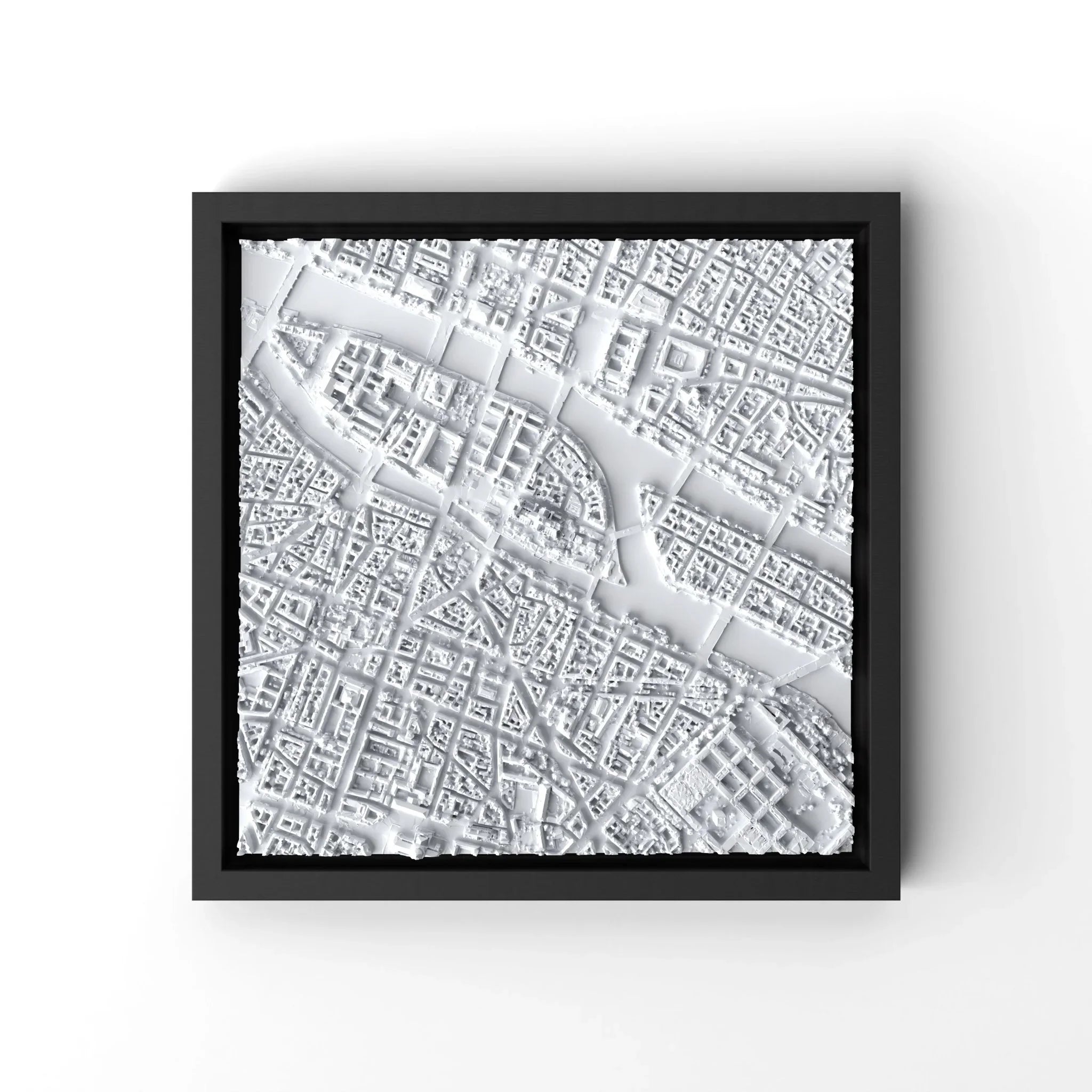 3D gedrucktes Stadtmodell Paris eingerahmt für deine Wand - CraftedCity