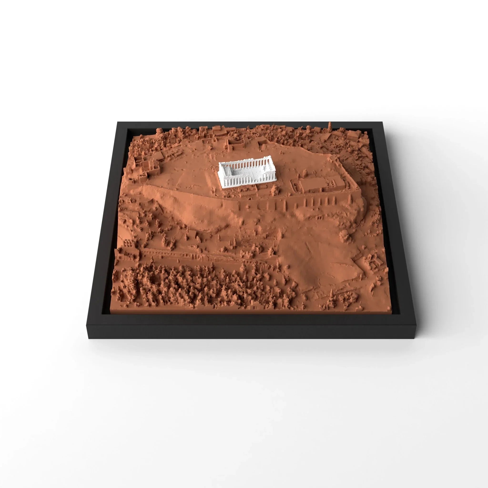 3D gedrucktes Stadtmodell Parthenon (Athen) eingerahmt für deine Wand - CraftedCity
