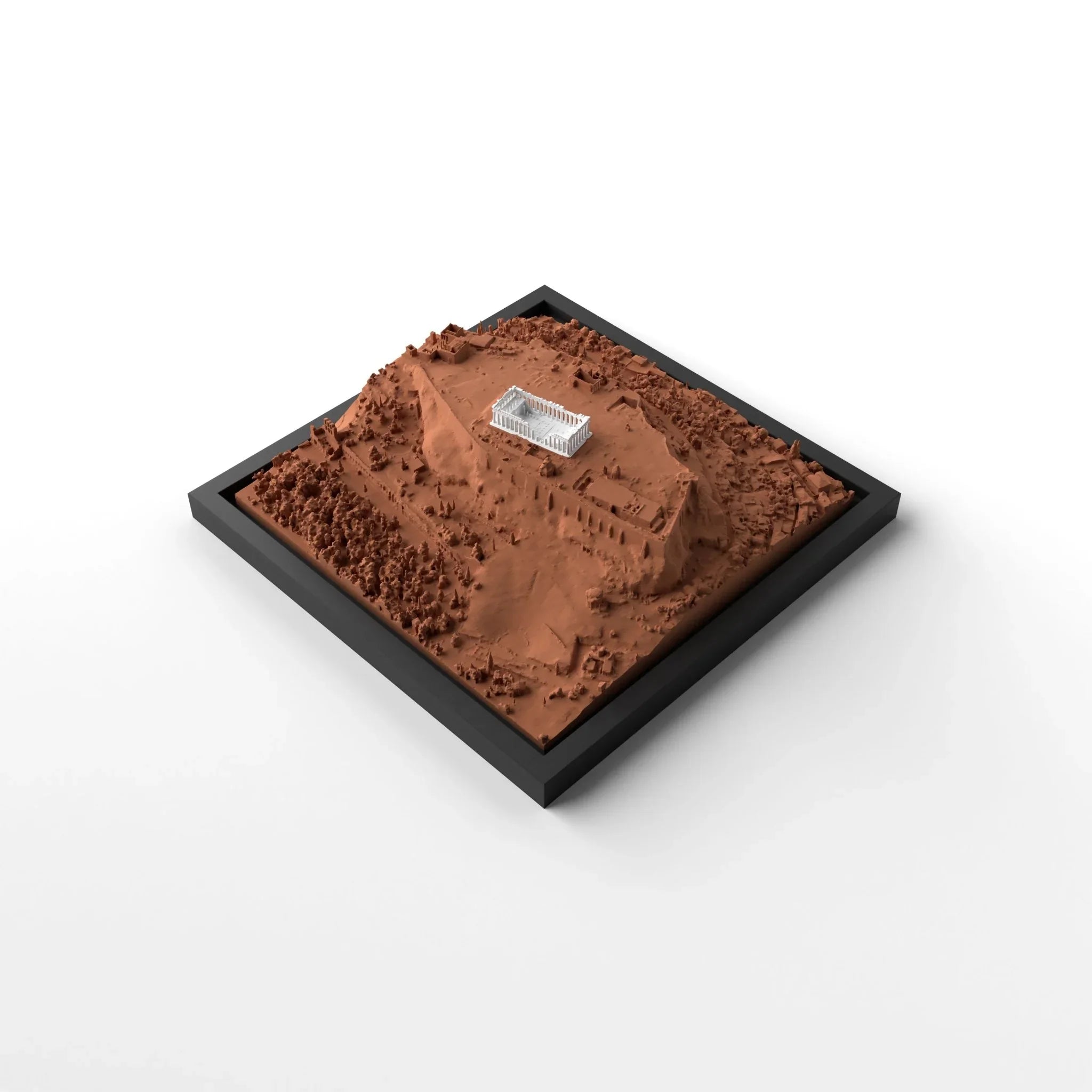 3D gedrucktes Stadtmodell Parthenon (Athen) eingerahmt für deine Wand - CraftedCity